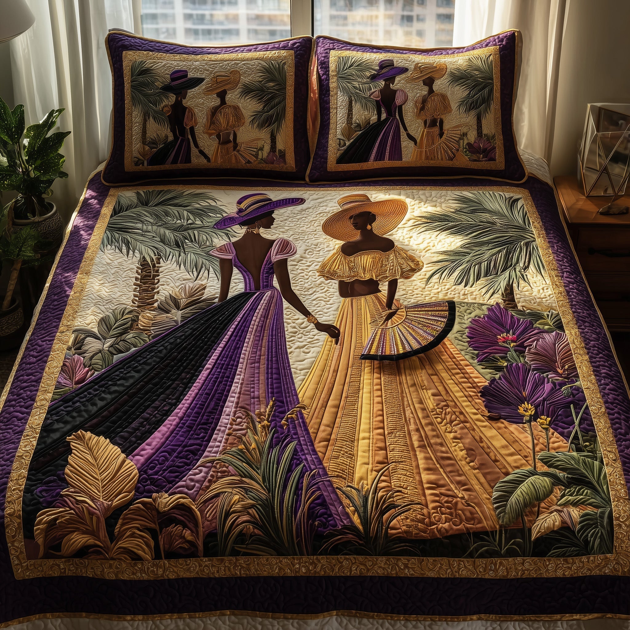 Golden Queens Quilted Bedding Set Rustic Lifestyle Coverlet Set Home Decor Gift Ideas