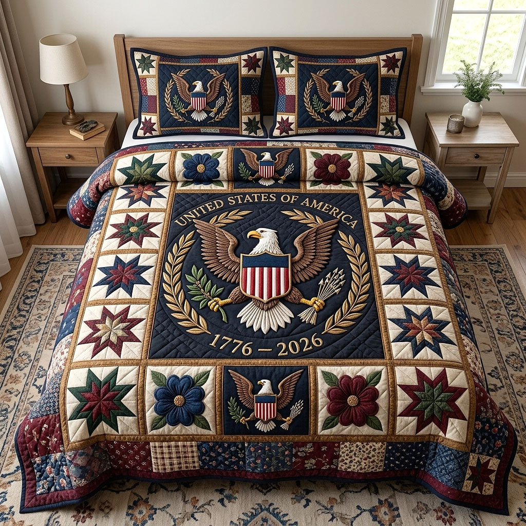 Heritage Patch Quilted Bedding Set Cultural Heritage Coverlet Set Gift Ideas For New Homeowners