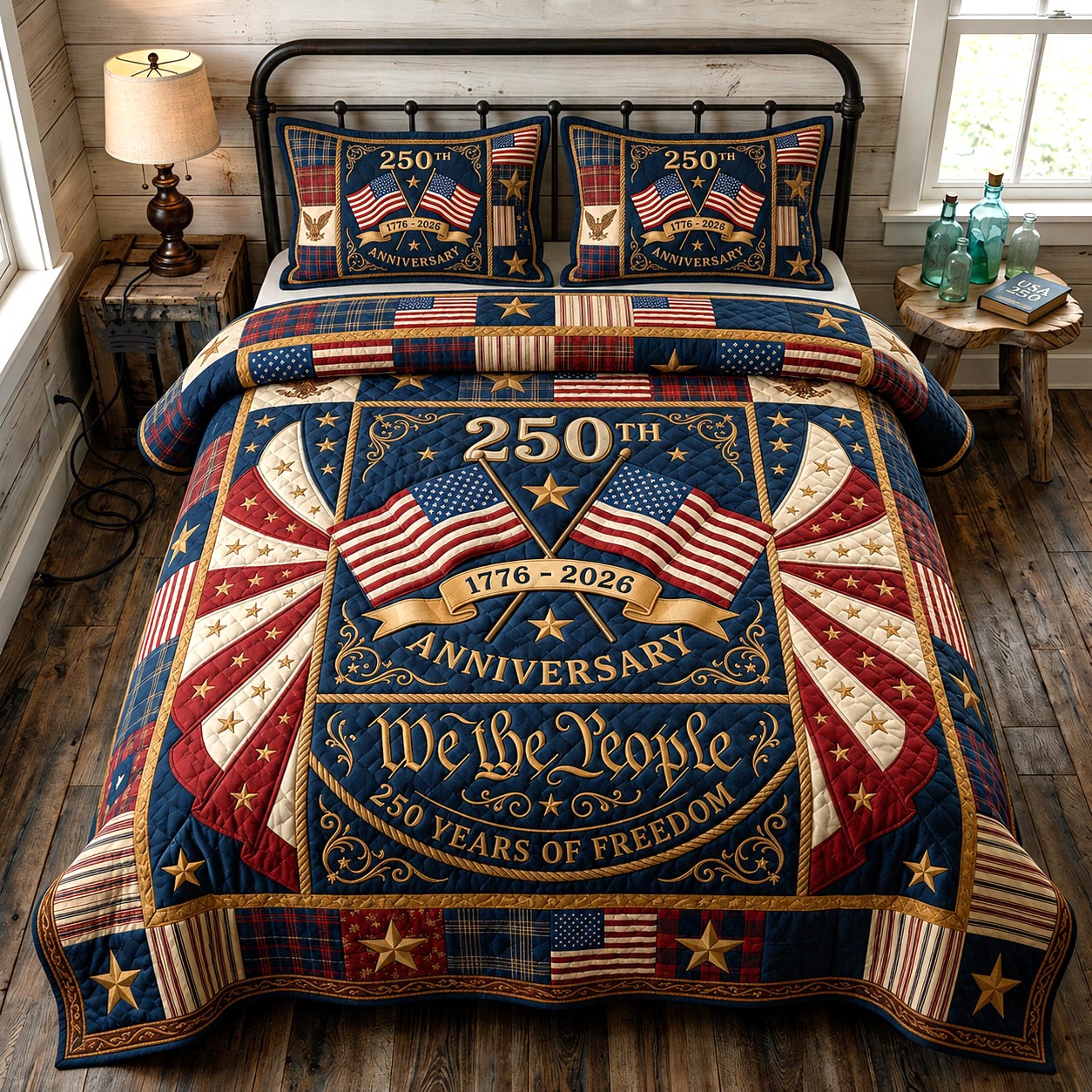 Heritage Patch Quilted Bedding Set Cultural Heritage Coverlet Set Gifts For House Lovers
