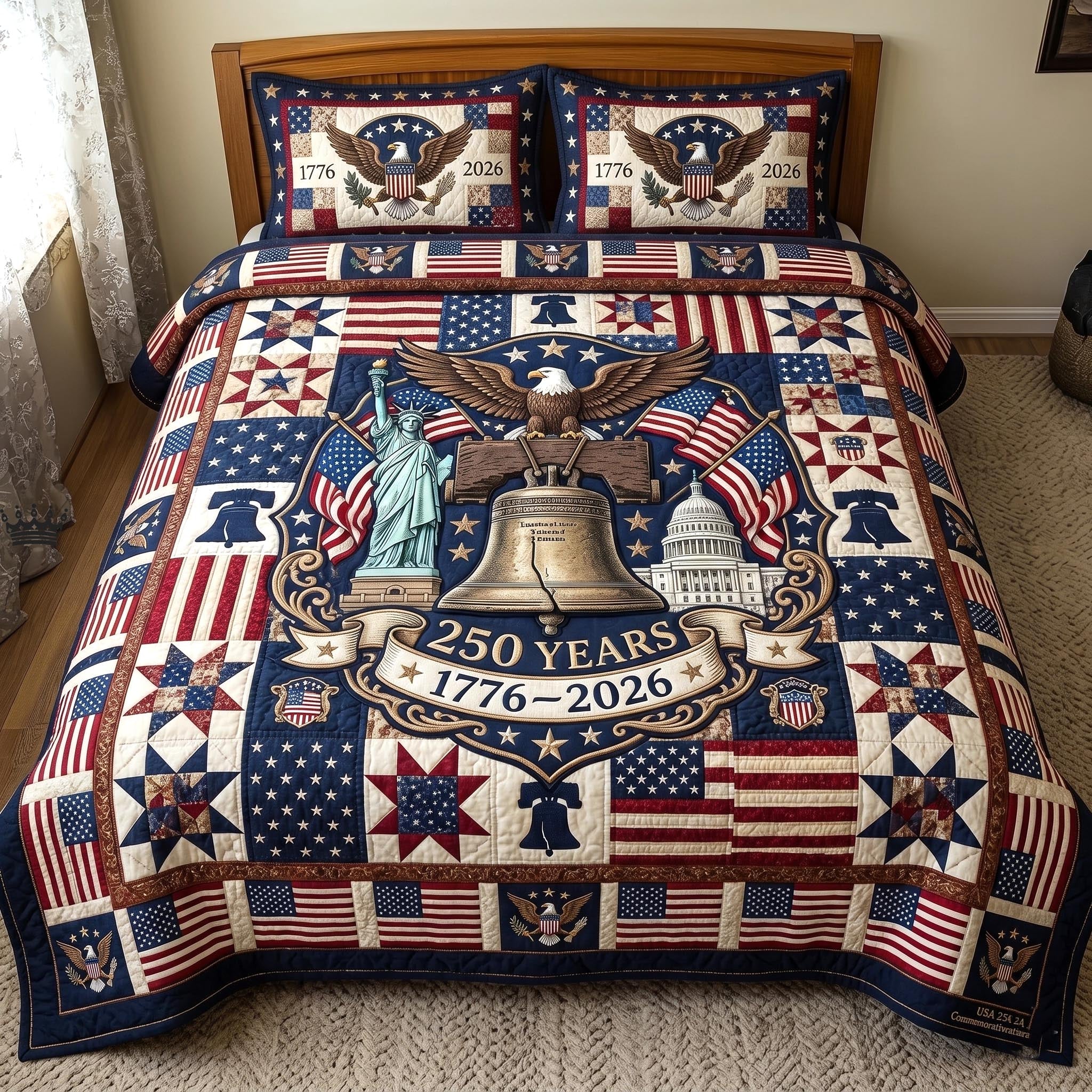 Heritage Patch Quilted Bedding Set Cultural Heritage Coverlet Set Home Gift For Her