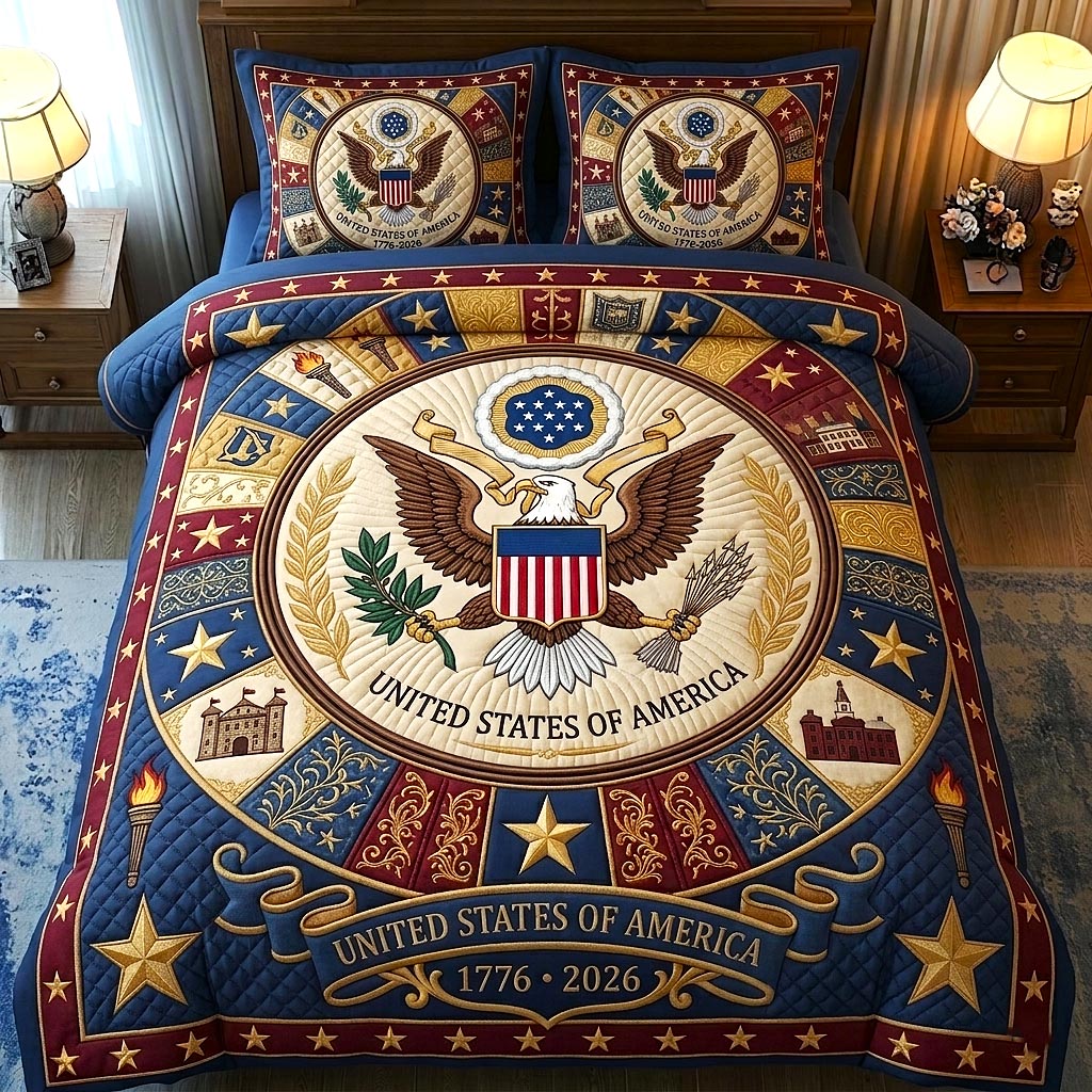 Heritage Patch Quilted Bedding Set Cultural Heritage Coverlet Set New Home Gift Ideas