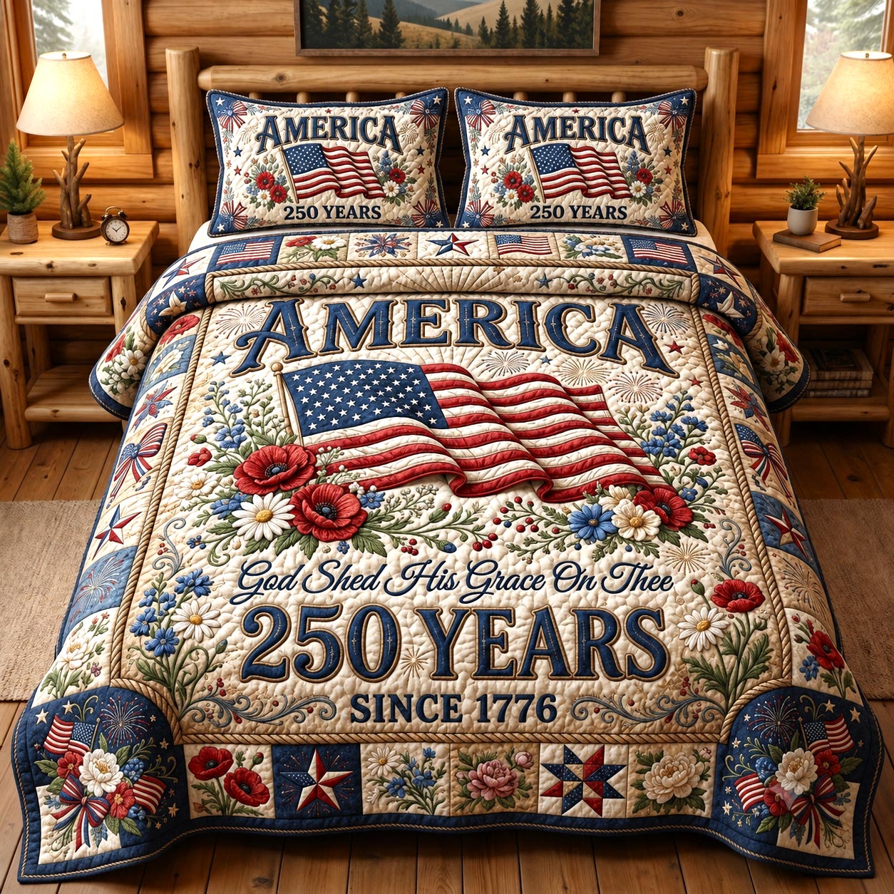 Heritage Patch Quilted Bedding Set Cultural Heritage Coverlet Set Presents For New Home