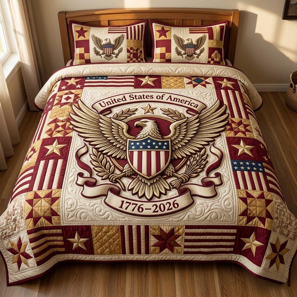 Heritage Patch Quilted Bedding Set Cultural Heritage Coverlet Set Room Gifts