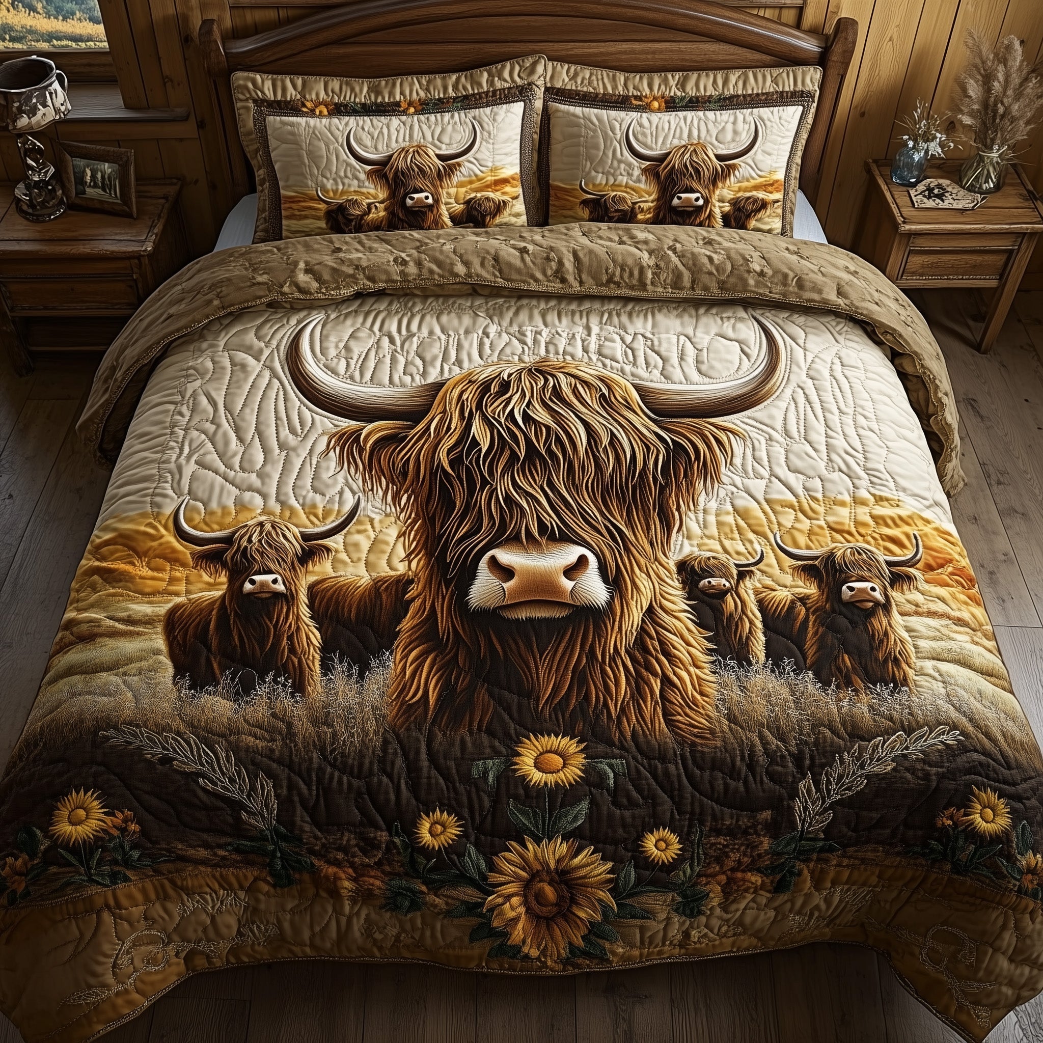 Highland Cow Quilted Bedding Set Cow Lover Coverlet Set Best Home Decor Gifts