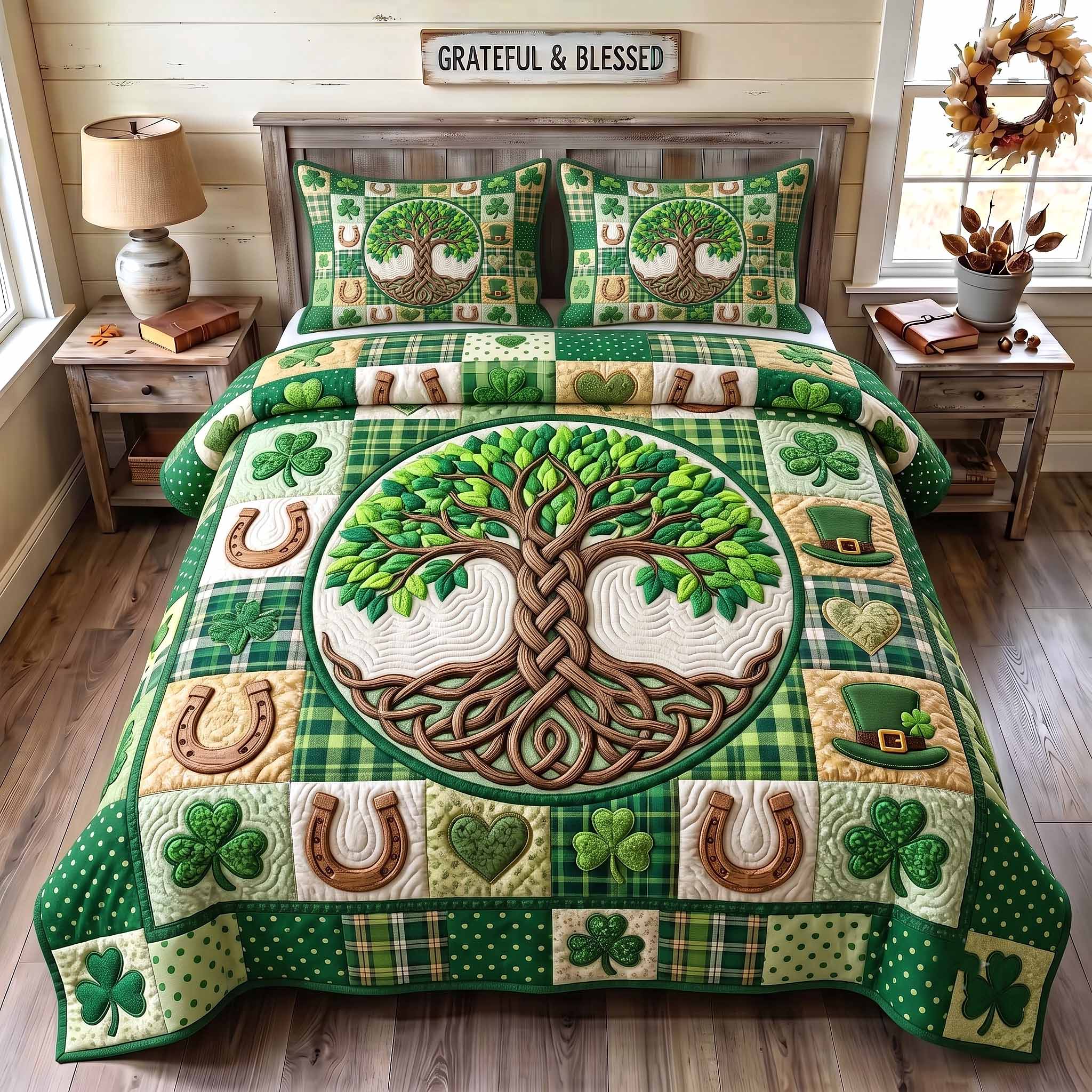 Irish Blessings Quilted Bedding Set Irish Heritage Coverlet Set Great Housewarming Gift Ideas