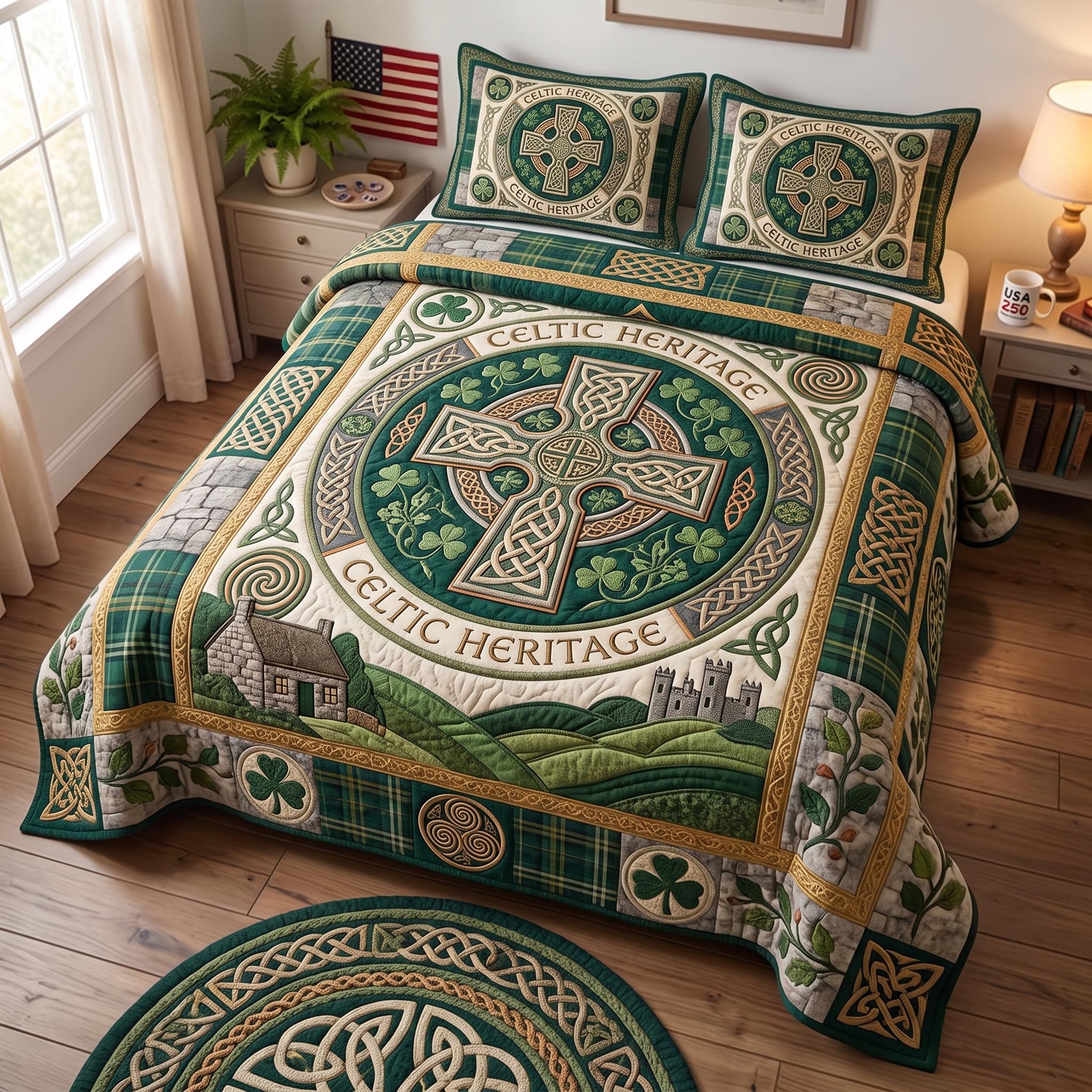 Irish Heritage Quilted Bedding Set Irish Heritage Coverlet Set Gifts For New Homes