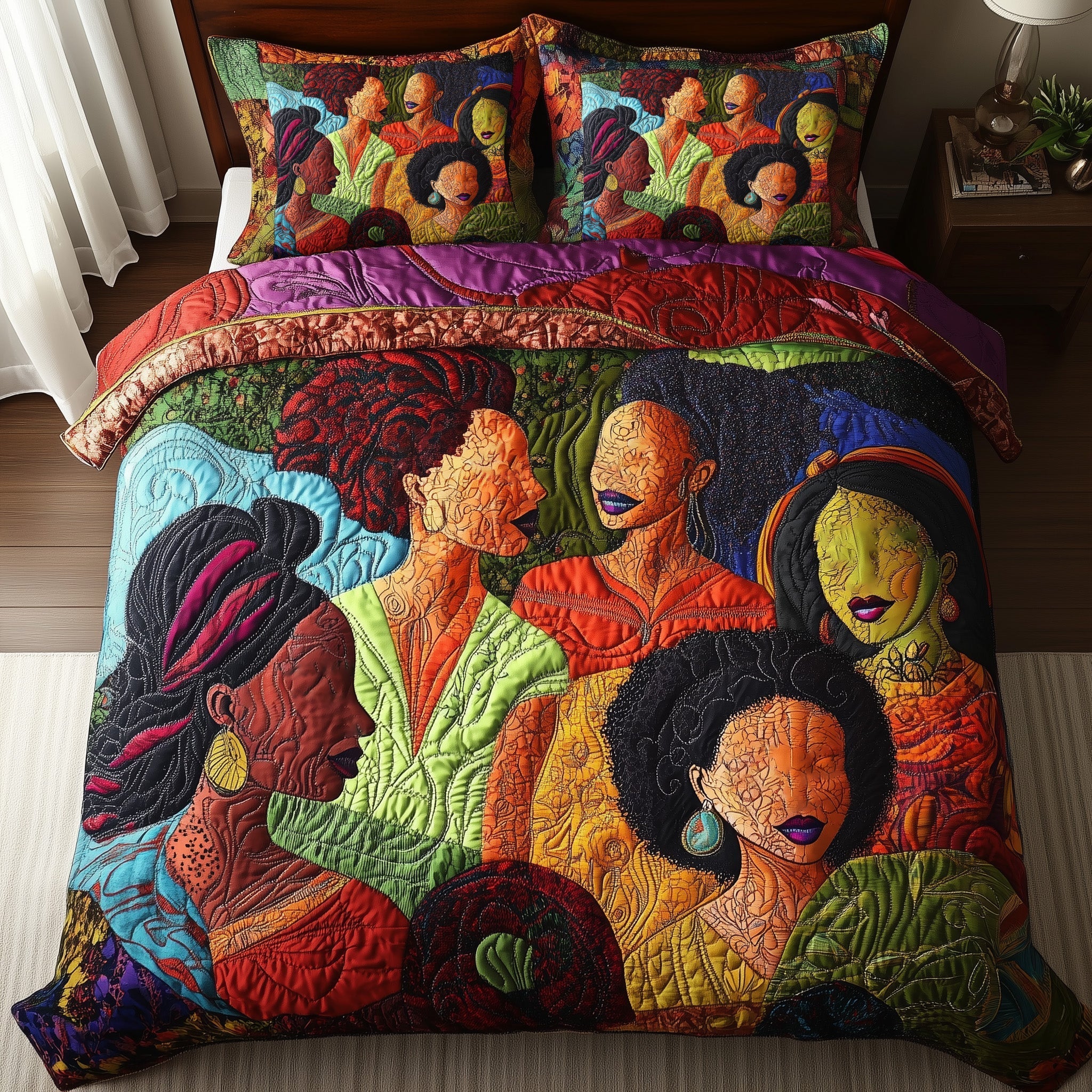 Juneteenth Quilted Bedding Set African Heritage Coverlet Set Home Gifts For Her