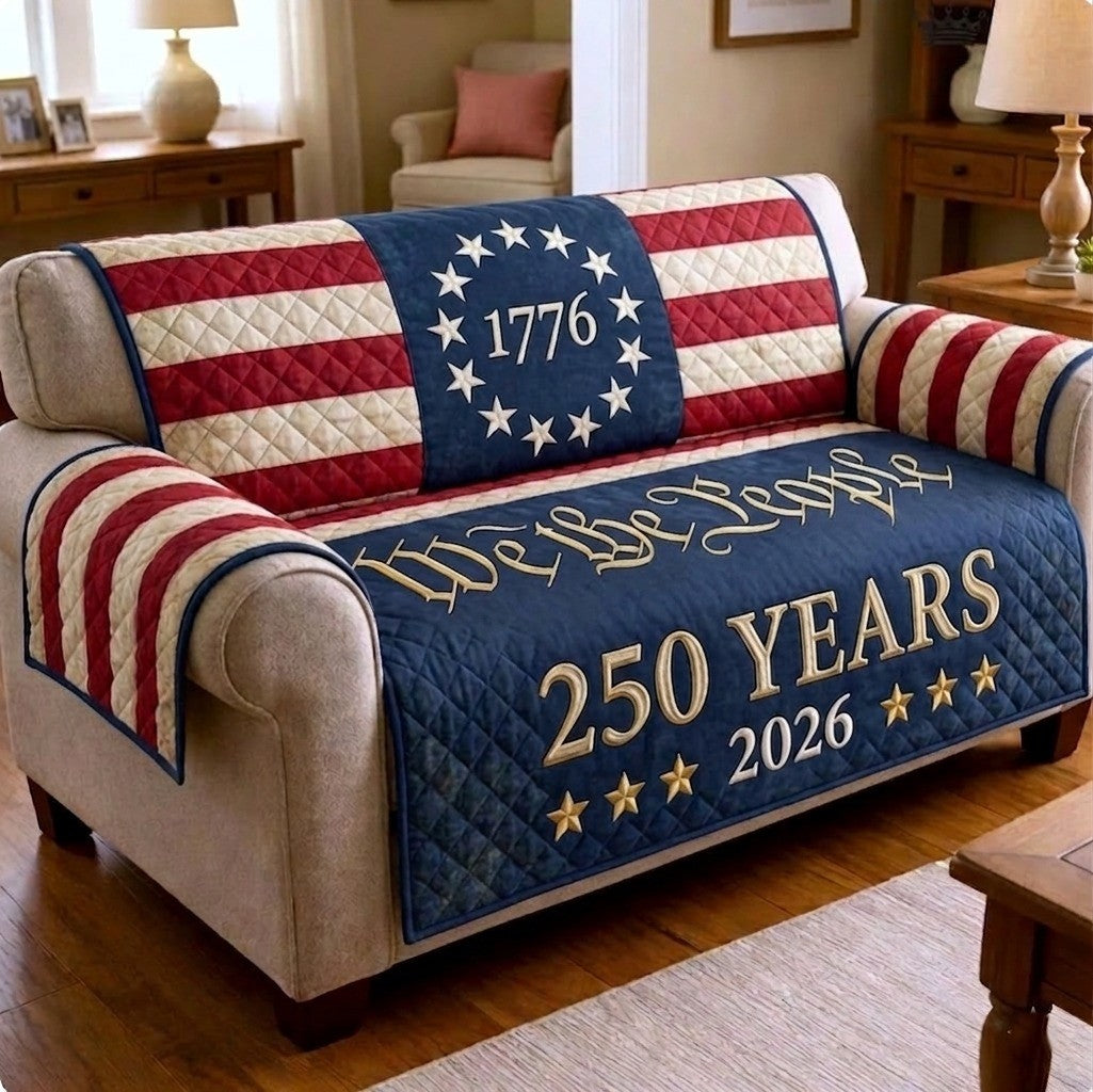 Liberty Legacy Quilted Sofa Cover Freedom Eagle Quilted Couch Cover Gift For Home Decor