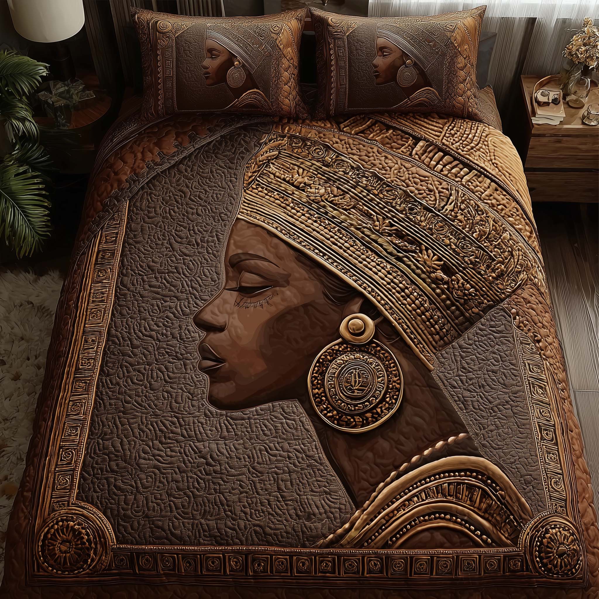 Magnificent Melanin Quilted Bedding Set African Heritage Coverlet Set Gift Ideas - Image 2