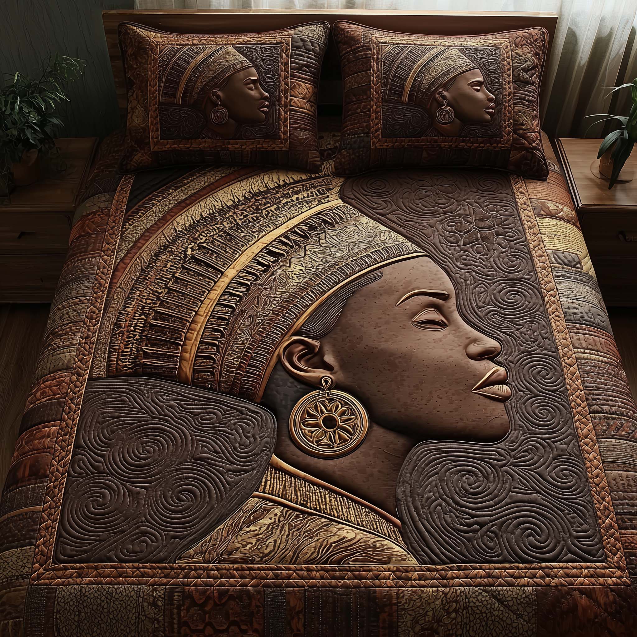 Magnificent Melanin Quilted Bedding Set African Heritage Coverlet Set Gift Ideas