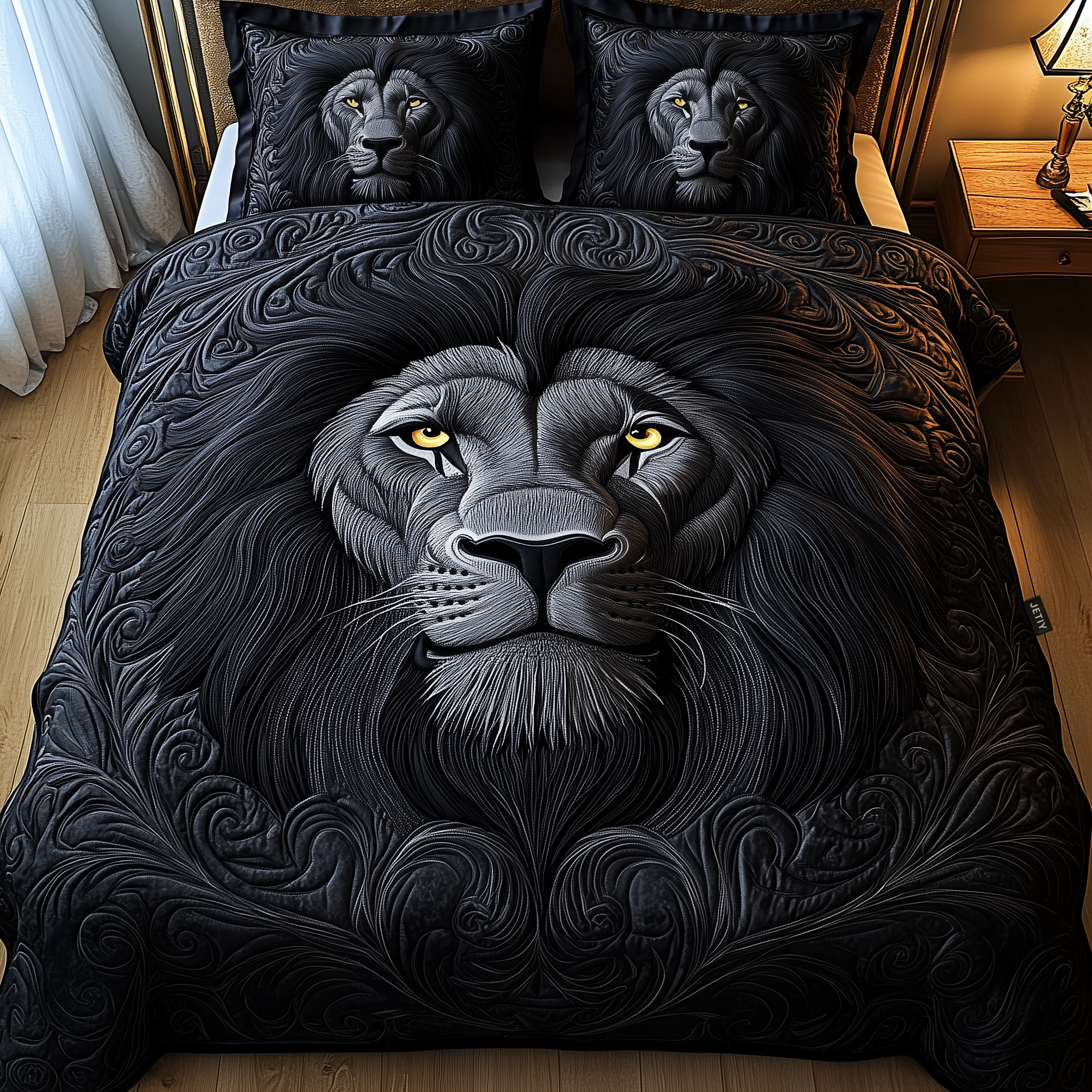 Majestic Lion Quilted Bedding Set Lion Lover Coverlet Set Cozy Gift