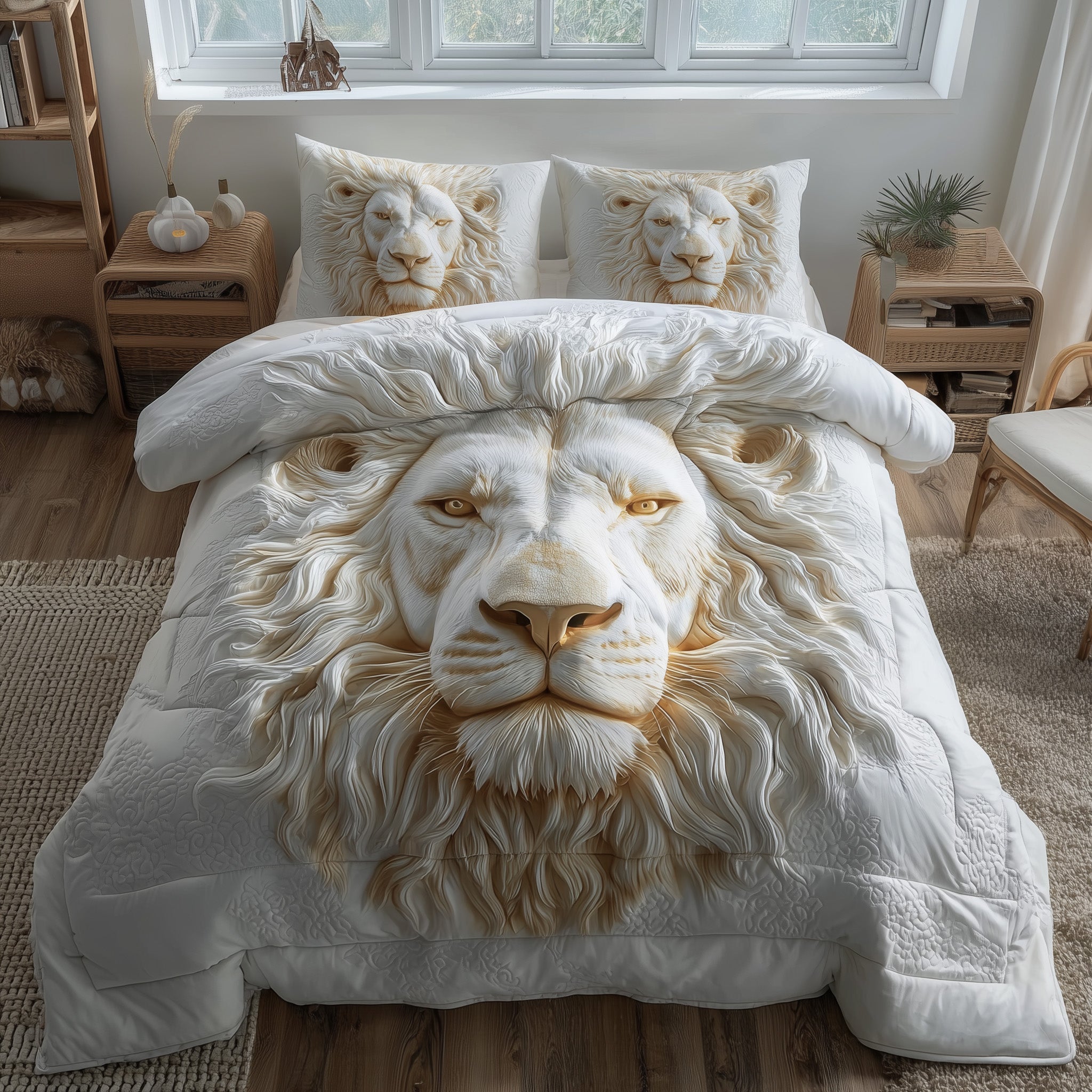 Majestic Lion Quilted Bedding Set Lion Lover Coverlet Set Ideas Gift For Mom