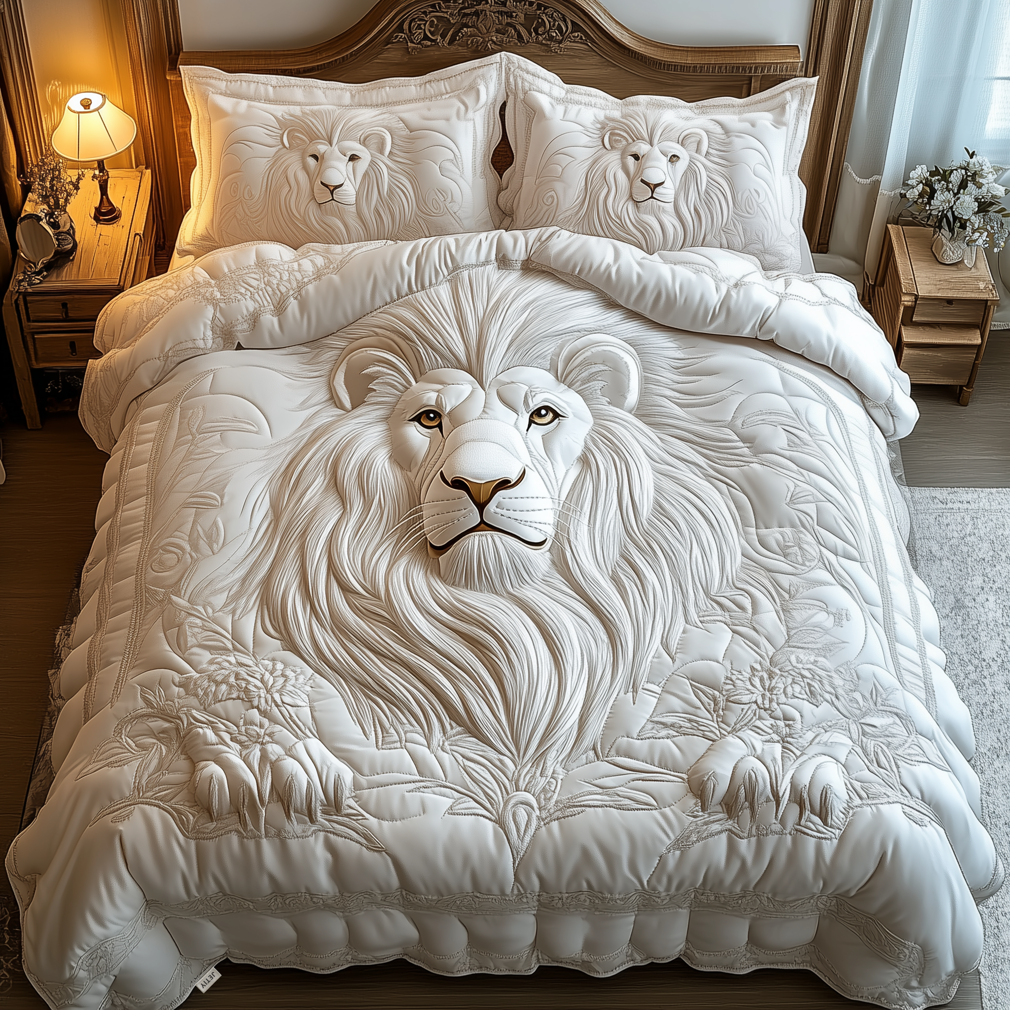 Majestic Lion Quilted Bedding Set Lion Lover Coverlet Set Ideas Gift