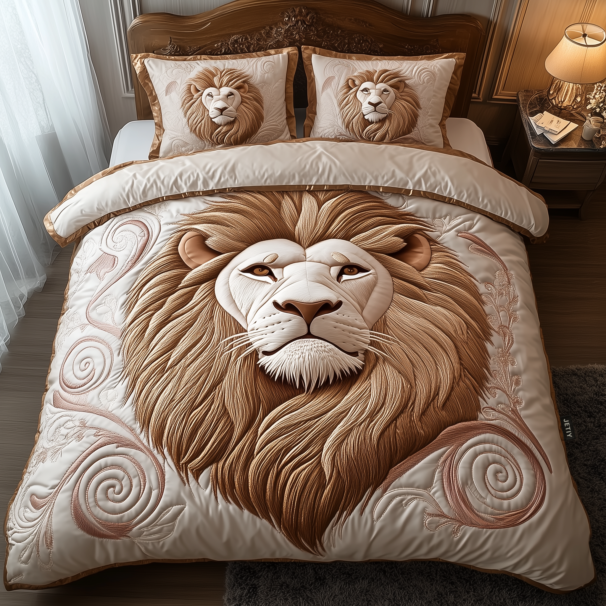 Majestic Lion Quilted Bedding Set Lion Lover Coverlet Set Unique Room Decor Gifts