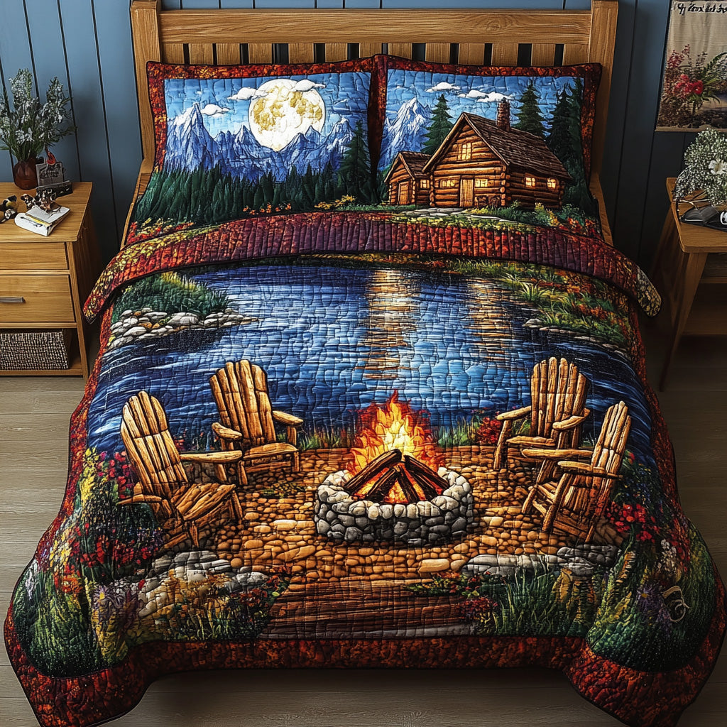 Midnight Harmony Quilted Bedding Set Rustic Lifestyle Coverlet Set Cozy Housewarming Gift Ideas