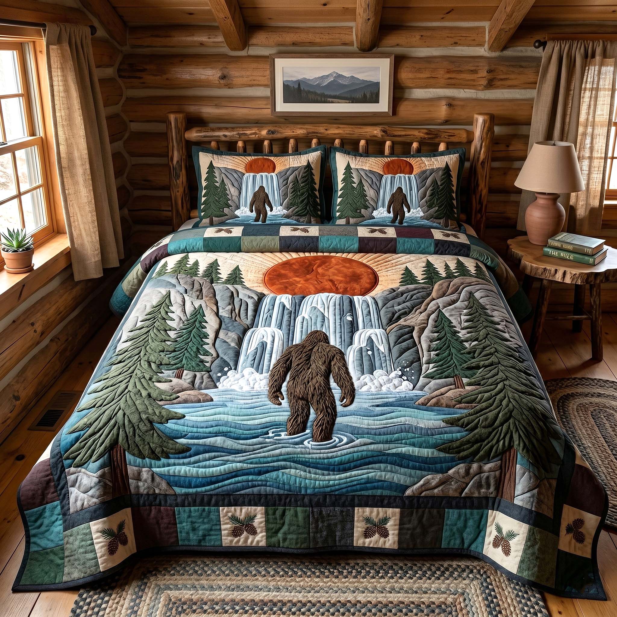 Mystic Sasquatch Quilted Bedding Set Sasquatch Lover Coverlet Set New Home Ideas