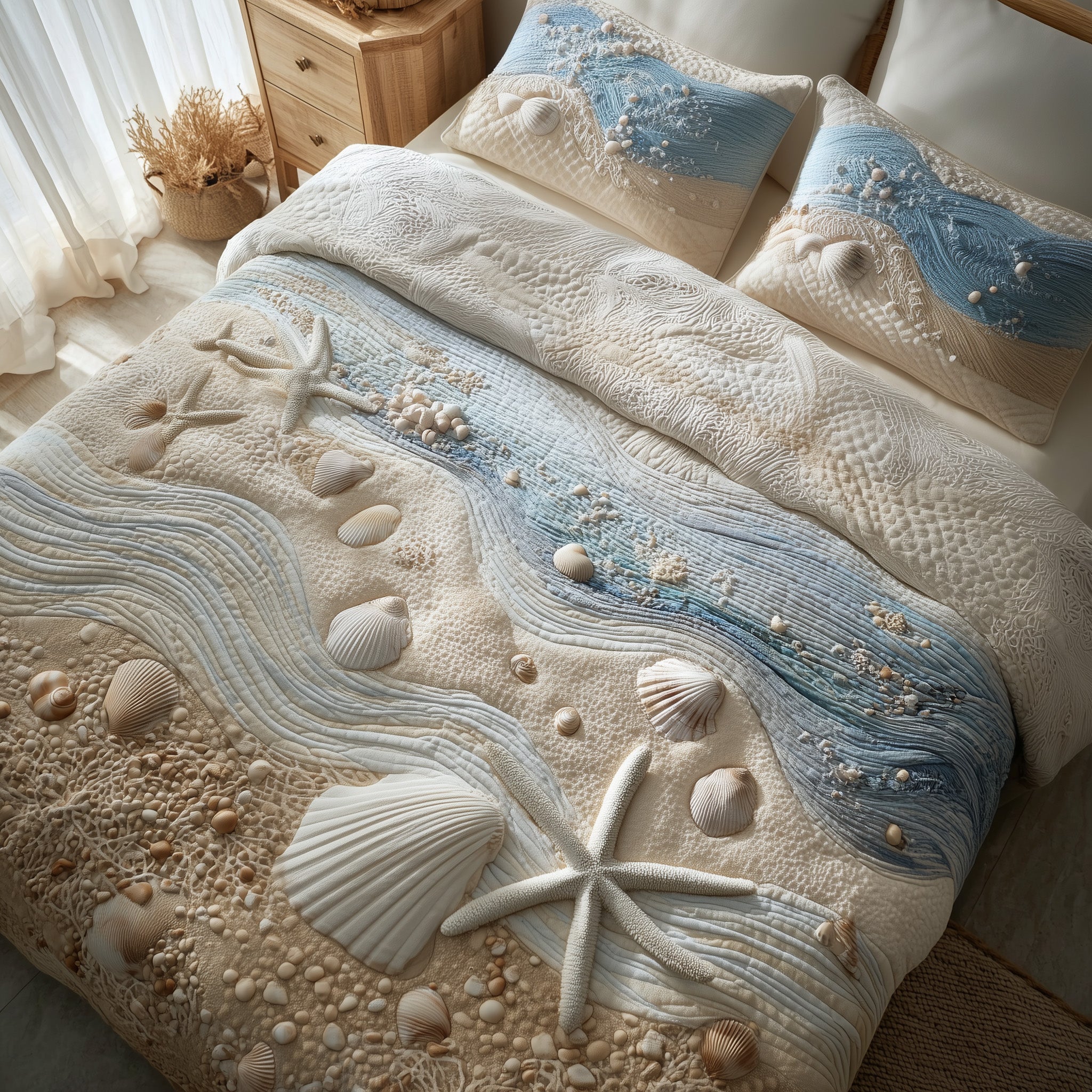 Ocean Breeze Quilted Bedding Set Coastal Serenity Coverlet Set Cute Room Decor Finds