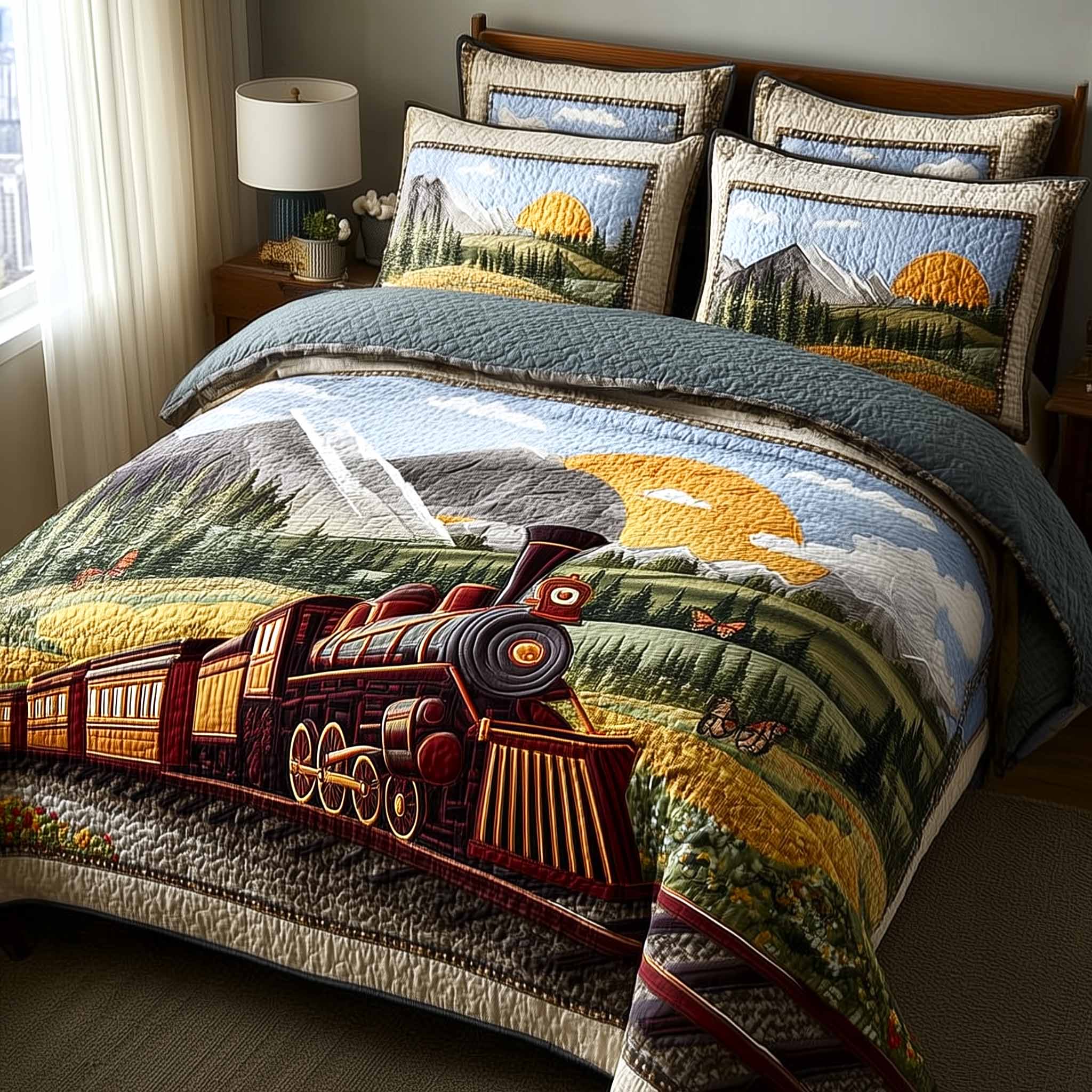 Prairie Ride Quilted Bedding Set Western Cowboy Coverlet Set Top Decor Gift