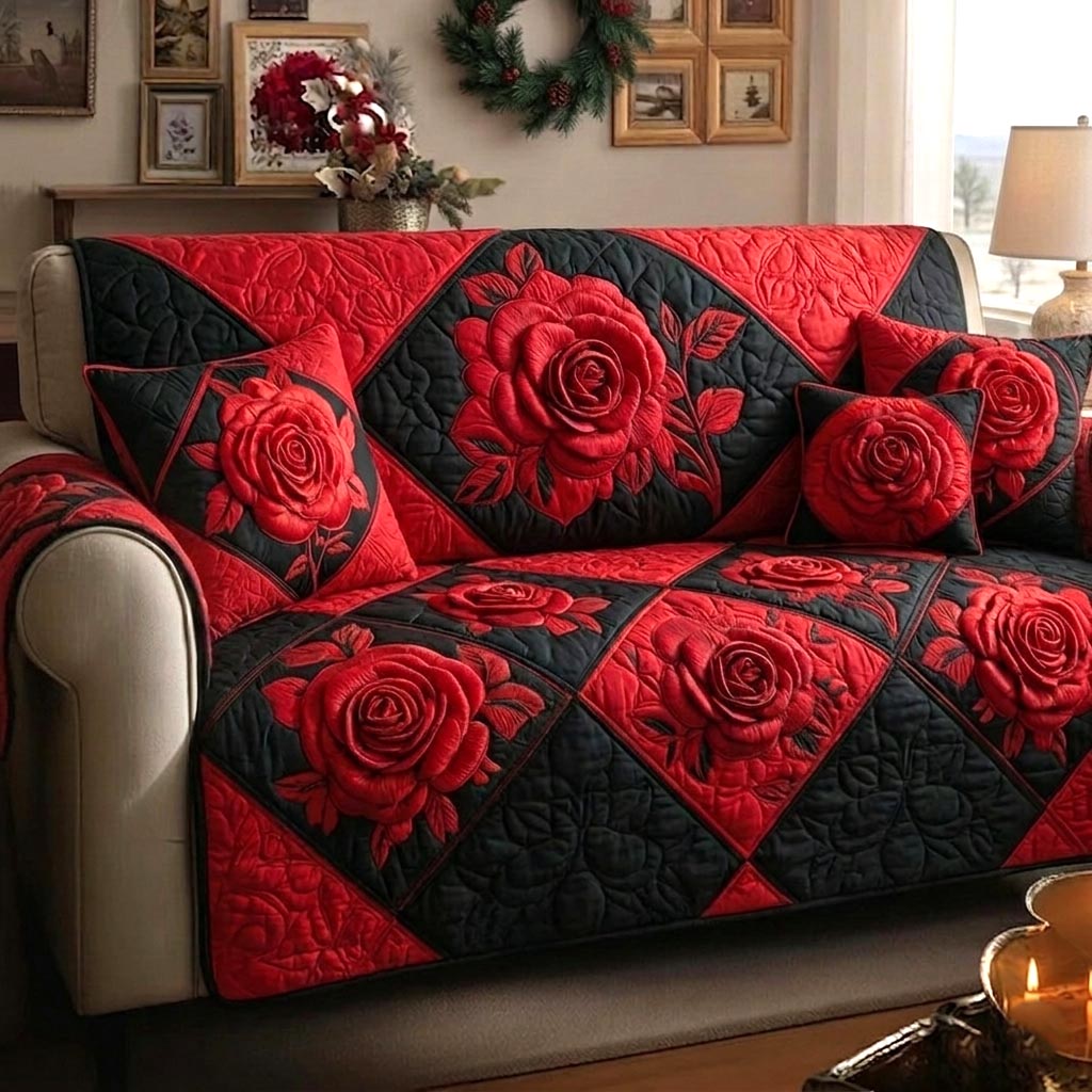 Rose Garden Quilted Sofa Cover Rose Garden Quilted Couch Cover Best Decor Gift