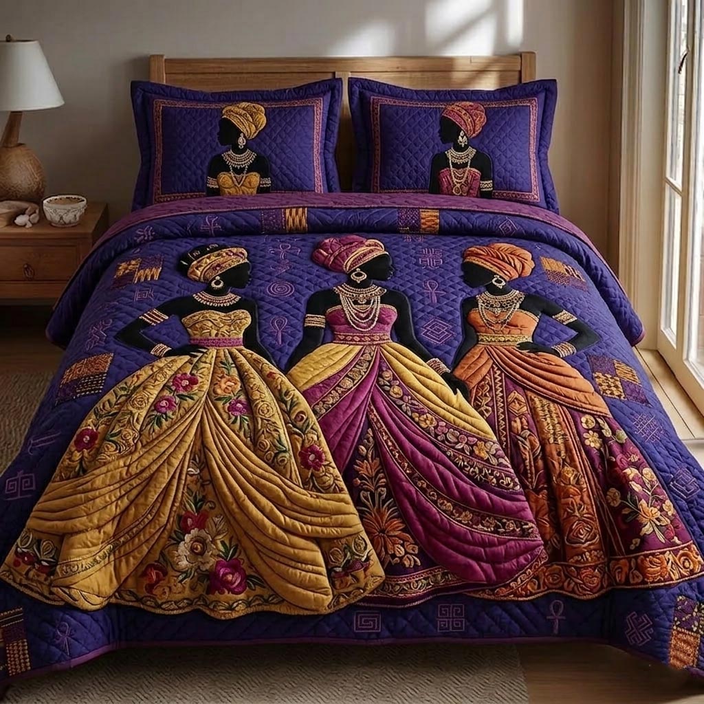 Royal Glow Quilted Bedding Set Elegant Radiance Coverlet Set Home Decor Gift Ideas