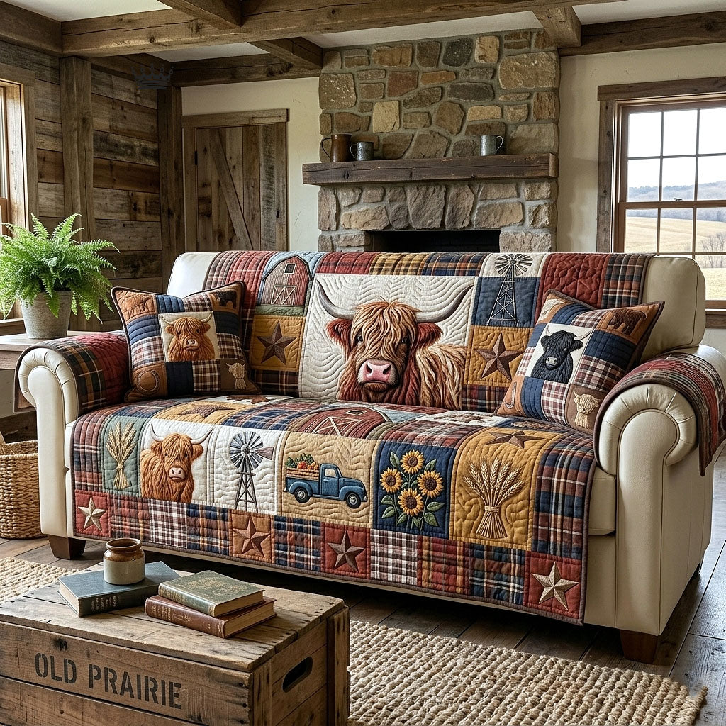 Rustic Highland Quilted Sofa Cover Rustic Highland Quilted Couch Cover Best Room Decor Gifts