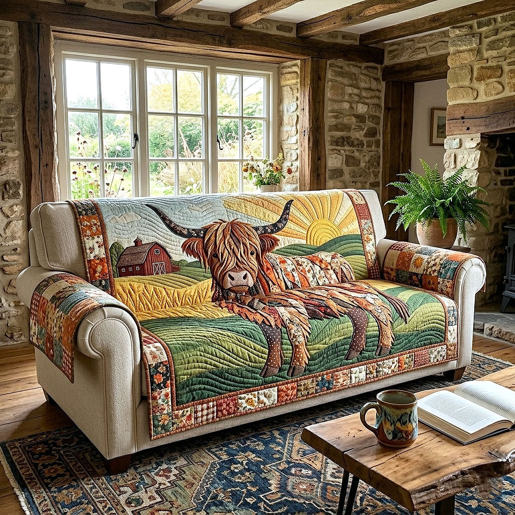 Rustic Highland Quilted Sofa Cover Rustic Highland Quilted Couch Cover Home Decor Gift Ideas