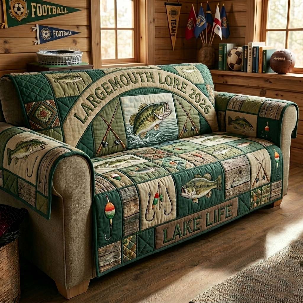 Rustic Lake Legacy Quilted Sofa Cover Rustic Lake Quilted Couch Cover Gift For New Homeowners