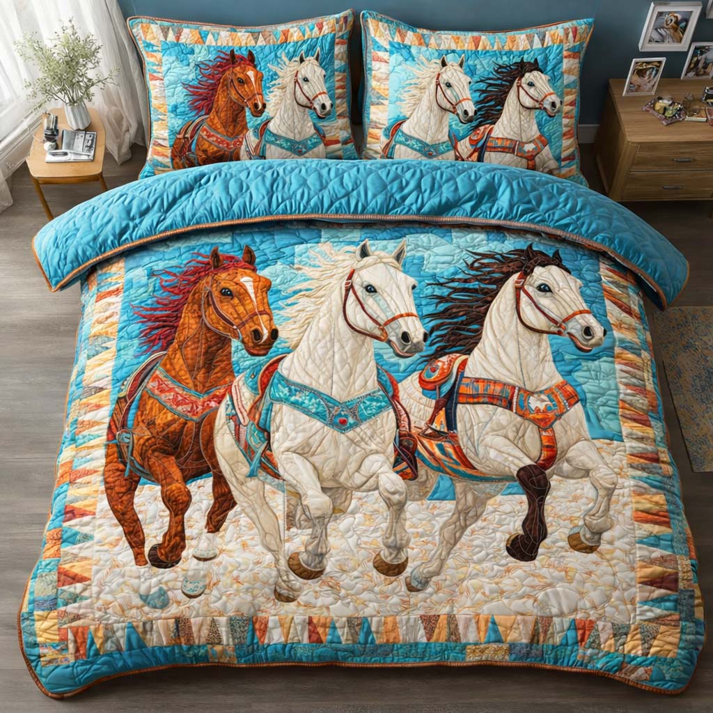 Sacred Trio Quilted Bedding Set Rustic Lifestyle Coverlet Set Decor Gift