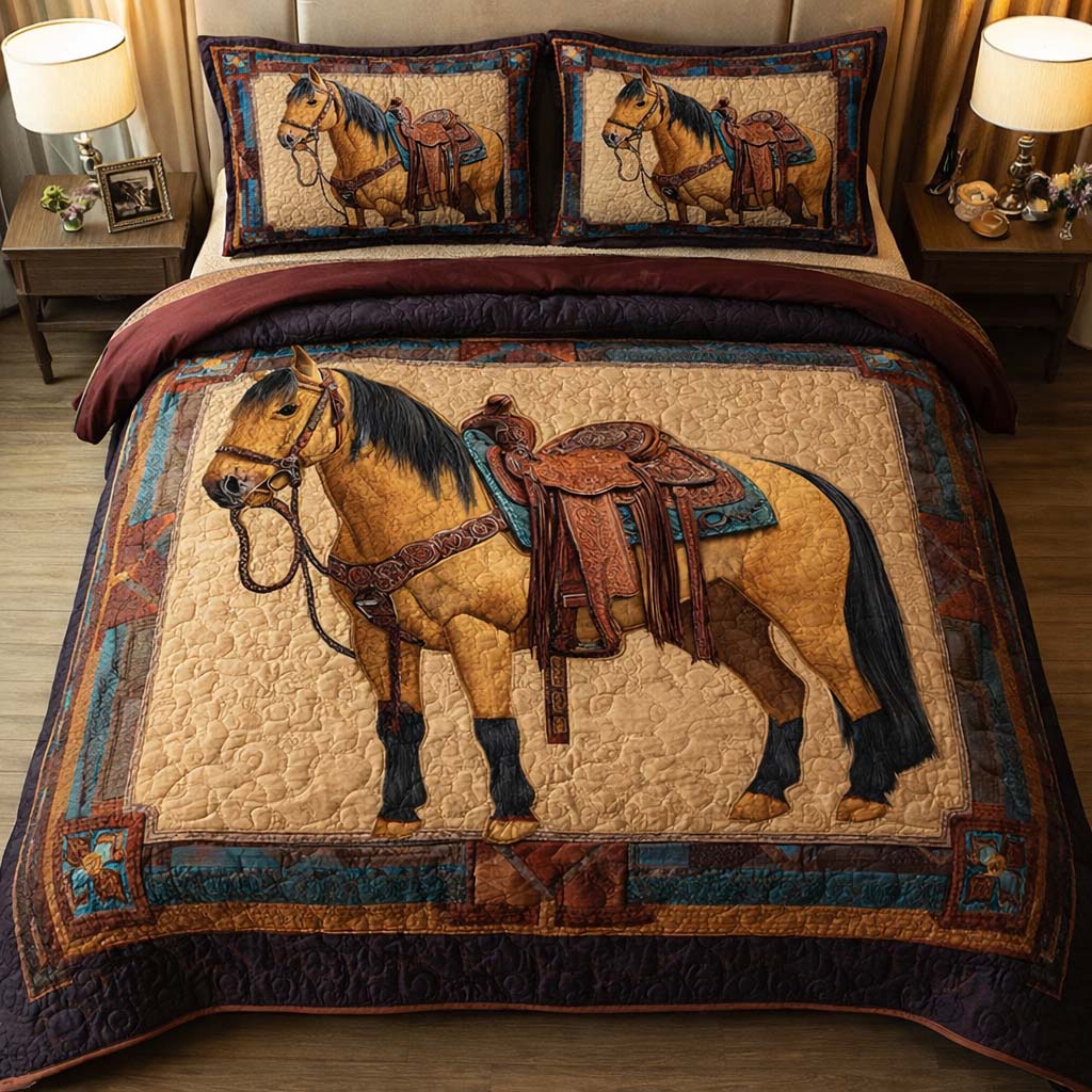 Saddled Stallion Quilted Bedding Set Lion Lover Coverlet Set Gifts For Room Decor
