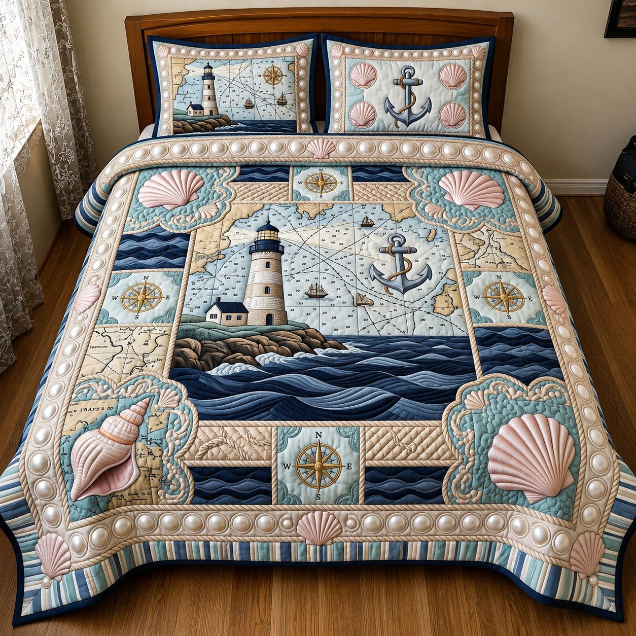 Sea Escape Quilted Bedding Set Coastal Serenity Coverlet Set Best Home Decor Gifts