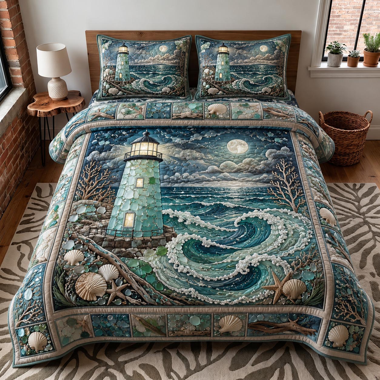 Sea Escape Quilted Bedding Set Coastal Serenity Coverlet Set Gifts For Room Decor