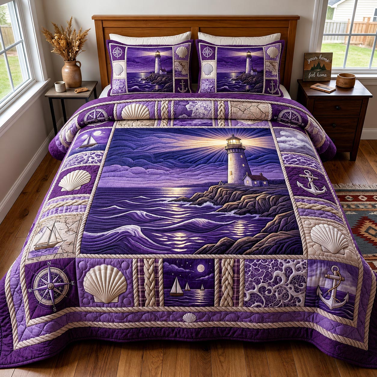 Sea Escape Quilted Bedding Set Coastal Serenity Coverlet Set House Lover Gift Ideas