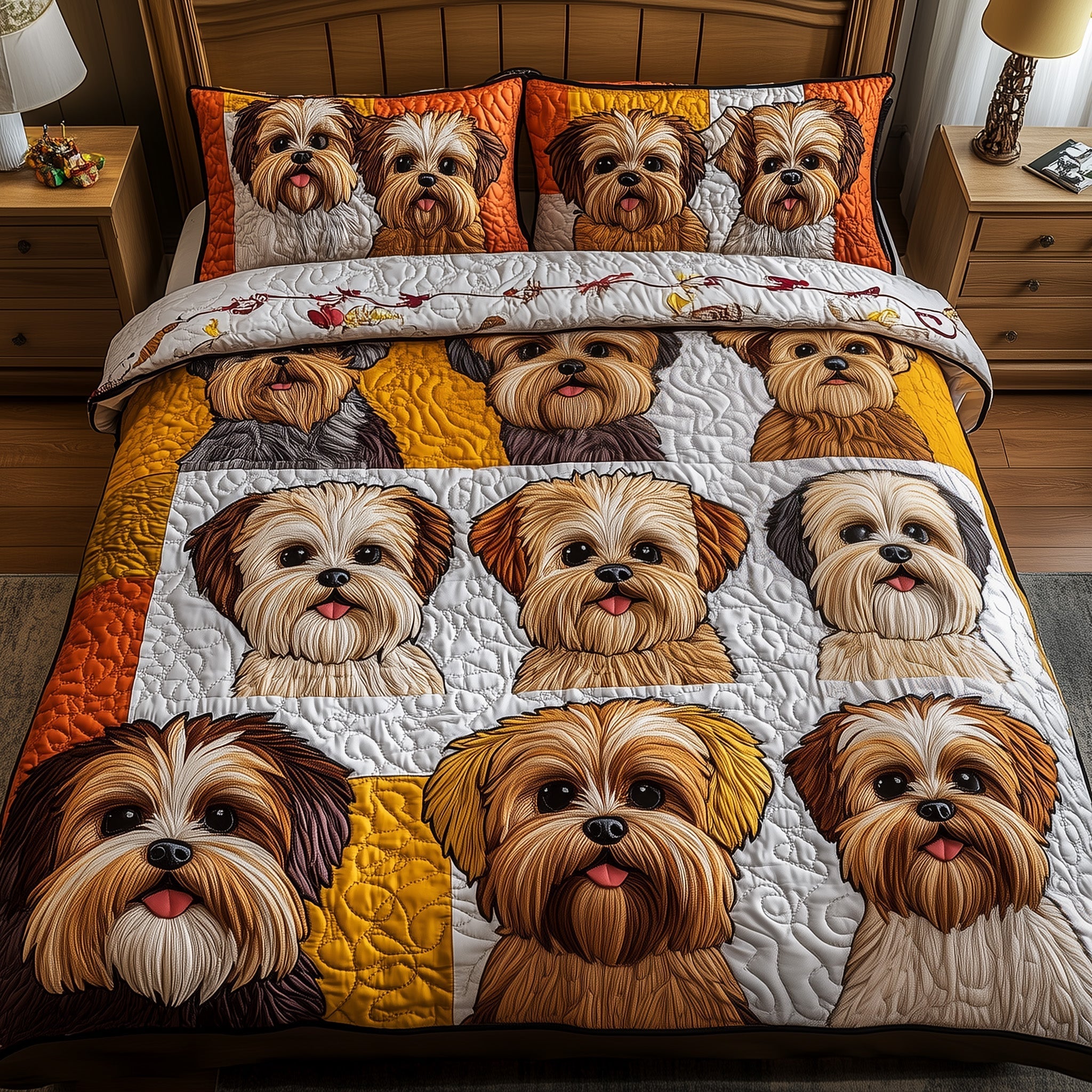 Shih Tzu Quilted Bedding Set Shih Tzu Lover Coverlet Set Home Gifts For Her