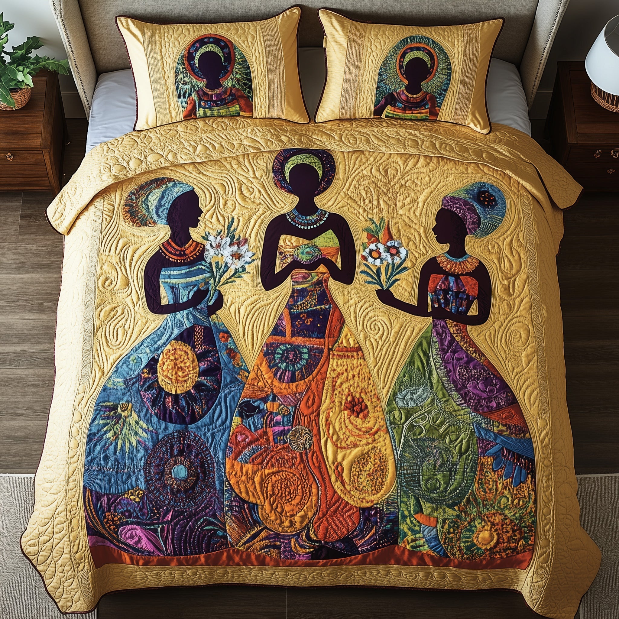 Sisters of the Savanna Quilted Bedding Set Rustic Lifestyle Coverlet Set House Lover Gift