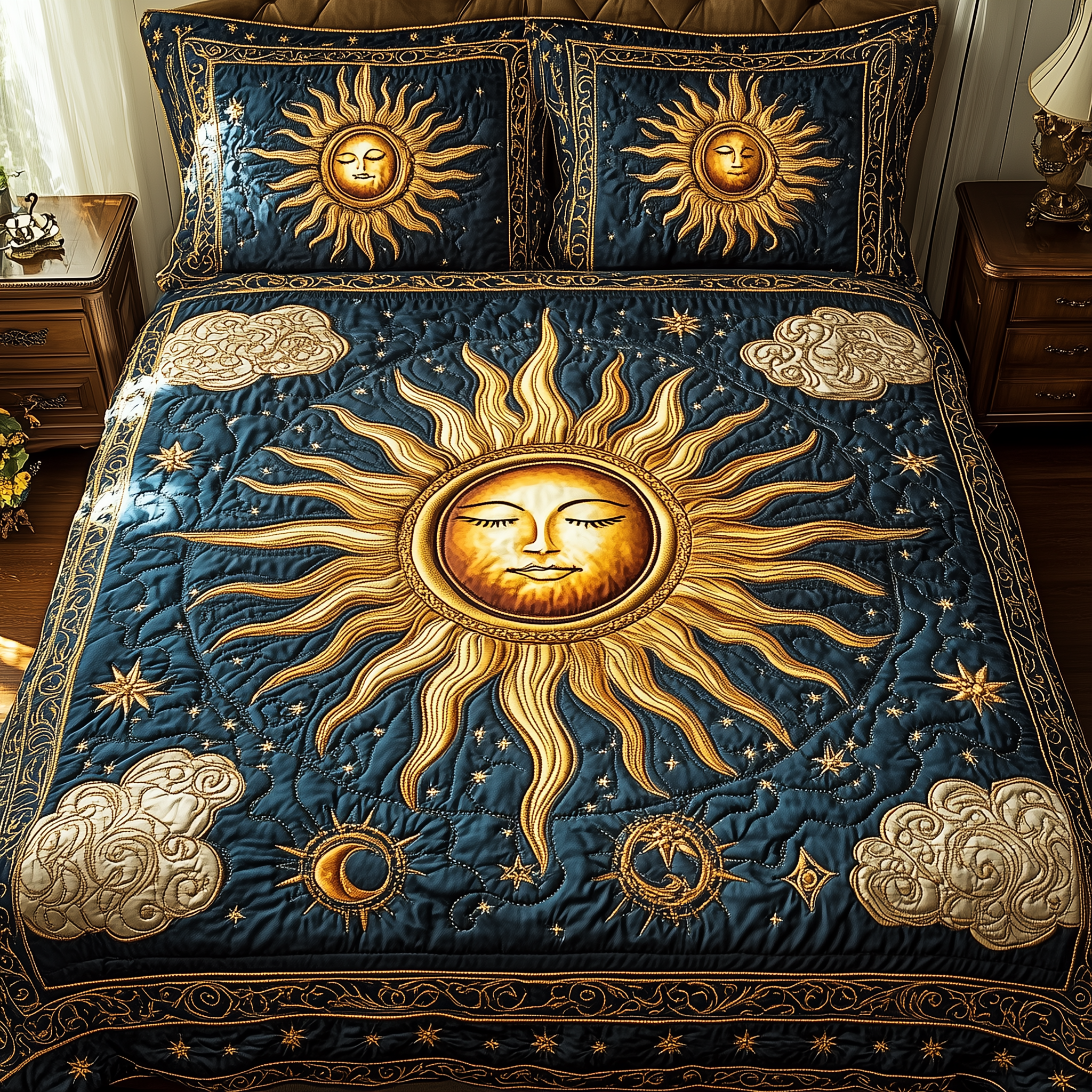 Spirit Of The Sun Quilted Bedding Set Rustic Lifestyle Coverlet Set Home Lover Gift