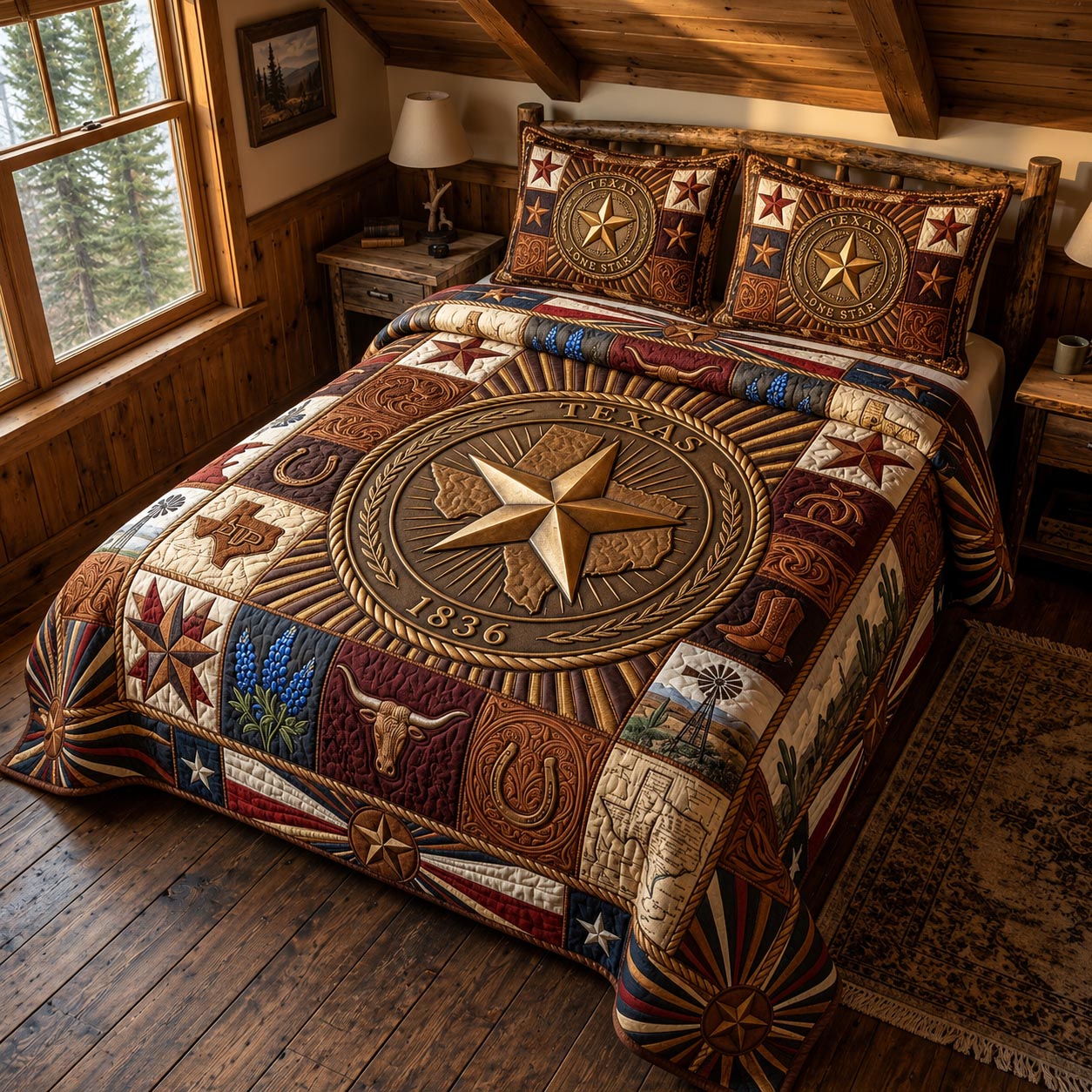 Texas Legacy Quilted Bedding Set Texas Heritage Coverlet Set Gifts For House Lovers