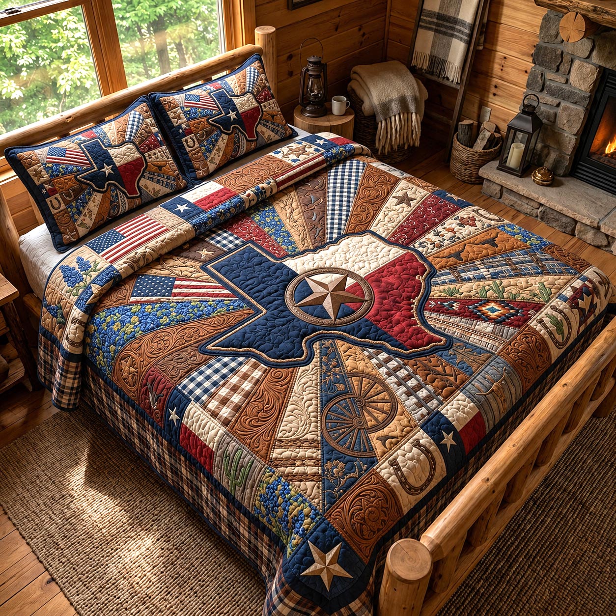 Texas Pride Quilted Bedding Set Texas Heritage Coverlet Set Gifts For Home Lovers