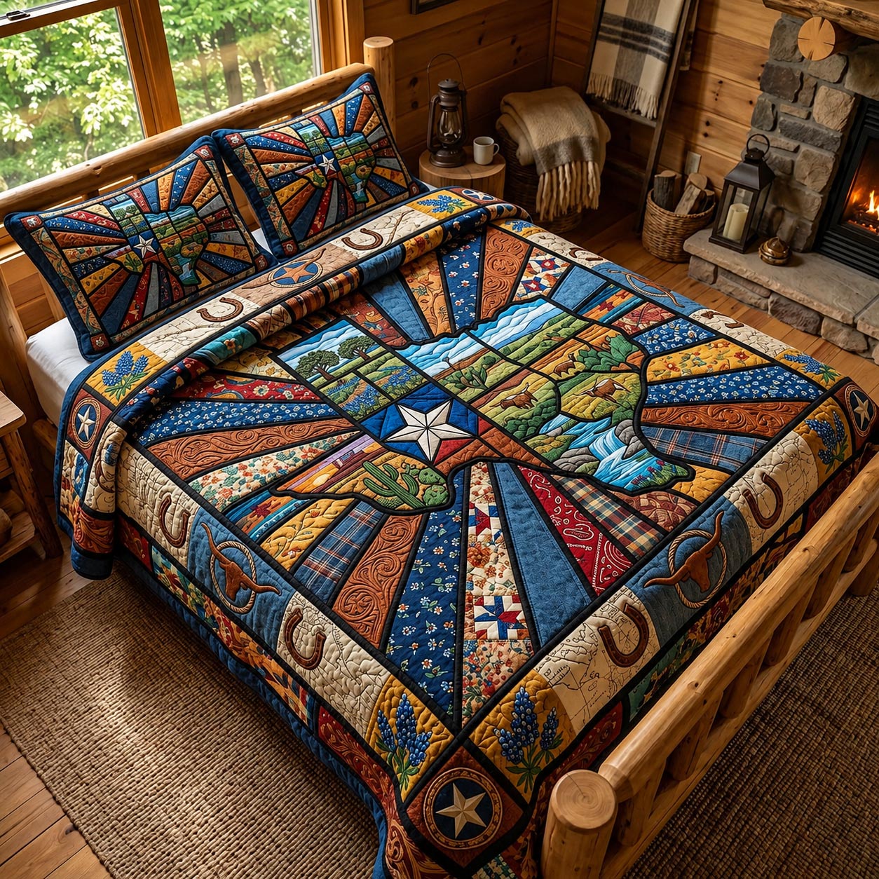 Texas Roots Quilted Bedding Set Texas Heritage Coverlet Set Home Lover Gift Ideas