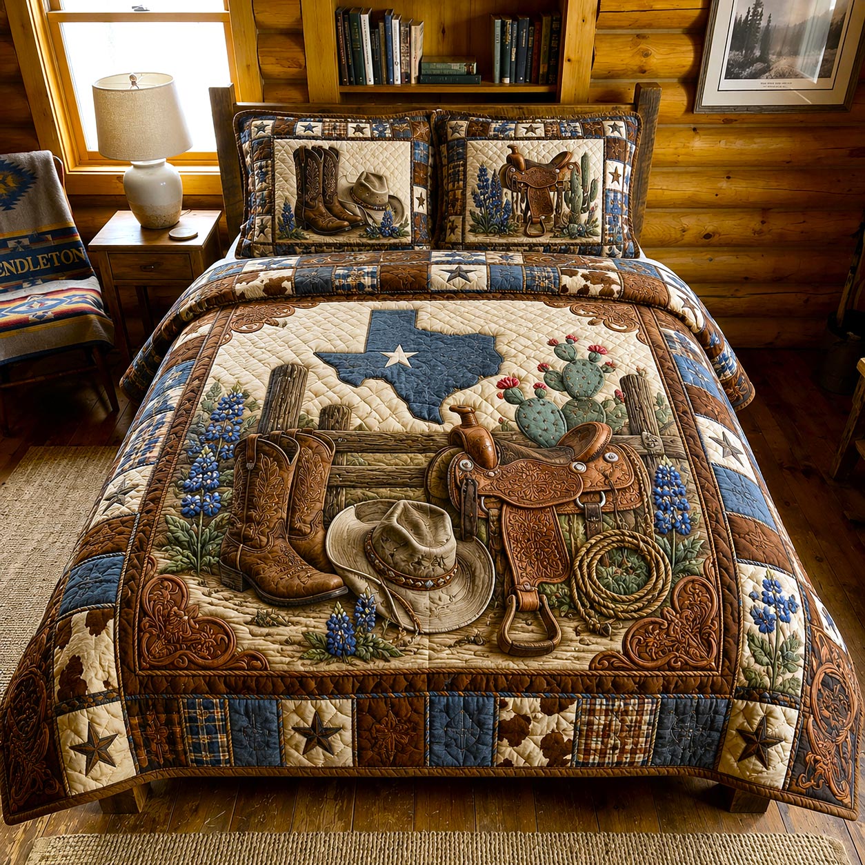 Texas Spirit Quilted Bedding Set Texas Heritage Coverlet Set Home Gift