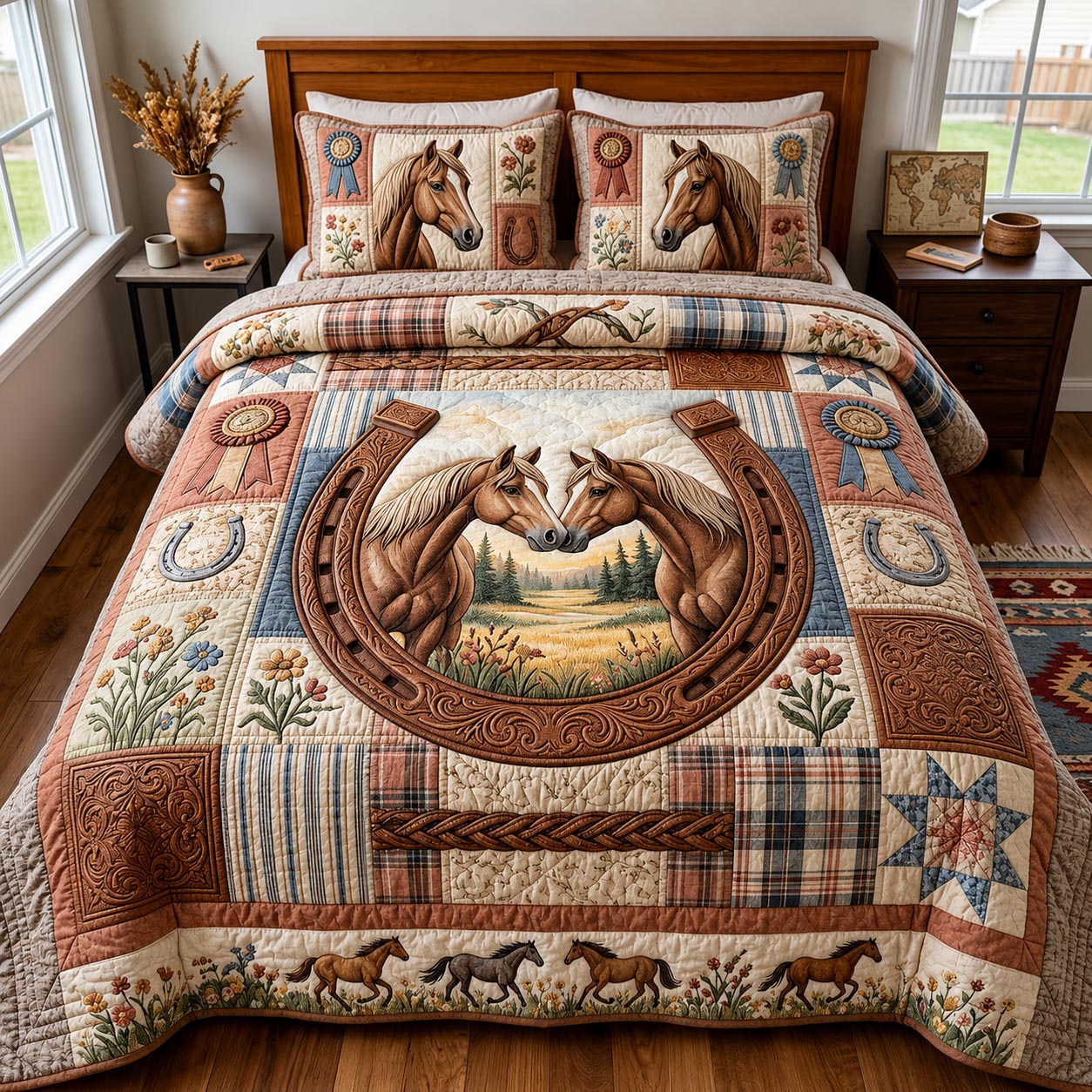 Western Soul Quilted Bedding Set Western Cowboy Coverlet Set Gifts For Home Decor