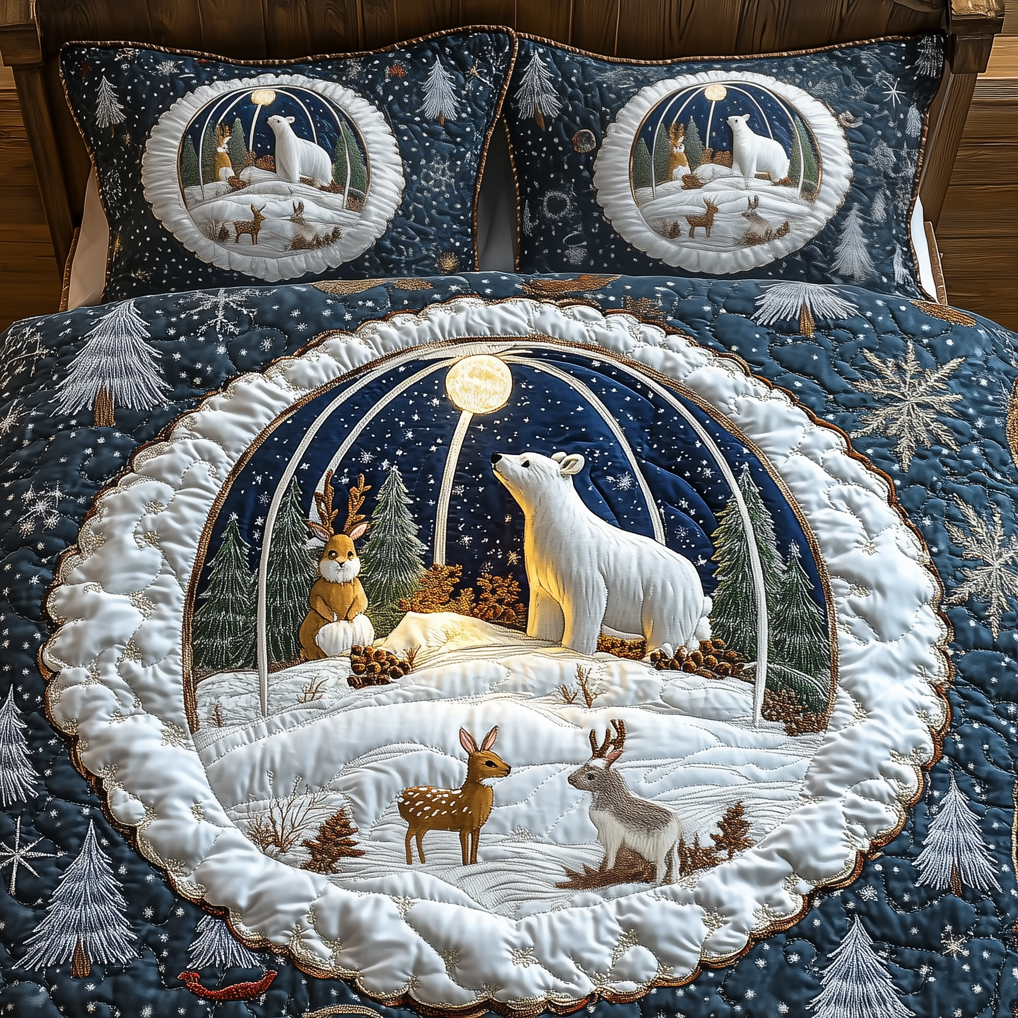 Whimsical Winter Quilted Bedding Set Winter Serenity Coverlet Set Cool Gift