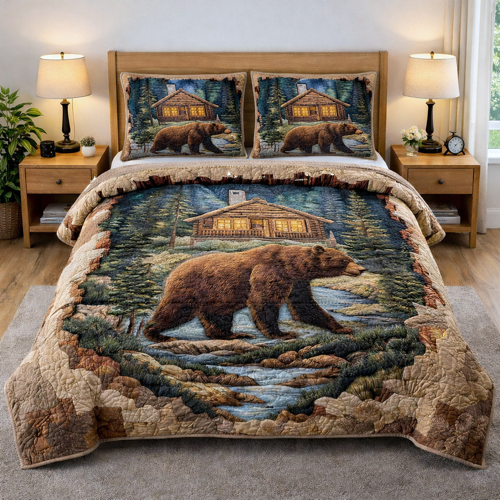Woodland Guardian Quilted Bedding Set Woodland Serenity Coverlet Set Cute Room Decor