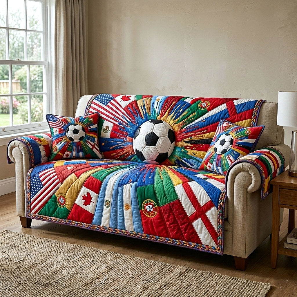 World Championship Quilted Sofa Cover Championship Spirit Quilted Couch Cover Decor Gift
