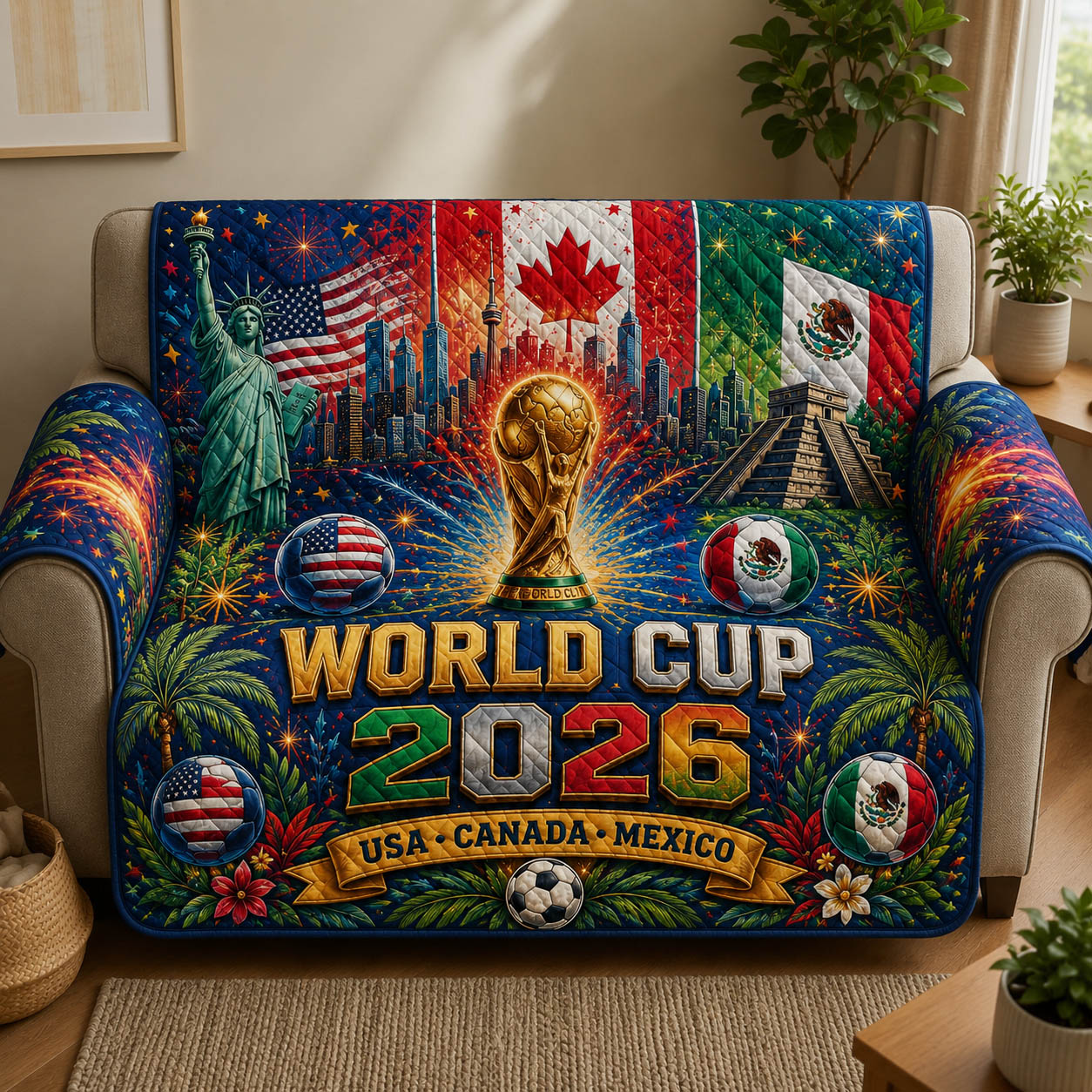 World Cup 2026 Quilted Sofa Cover World Cup Quilted Couch Cover Interior Design Gift Ideas