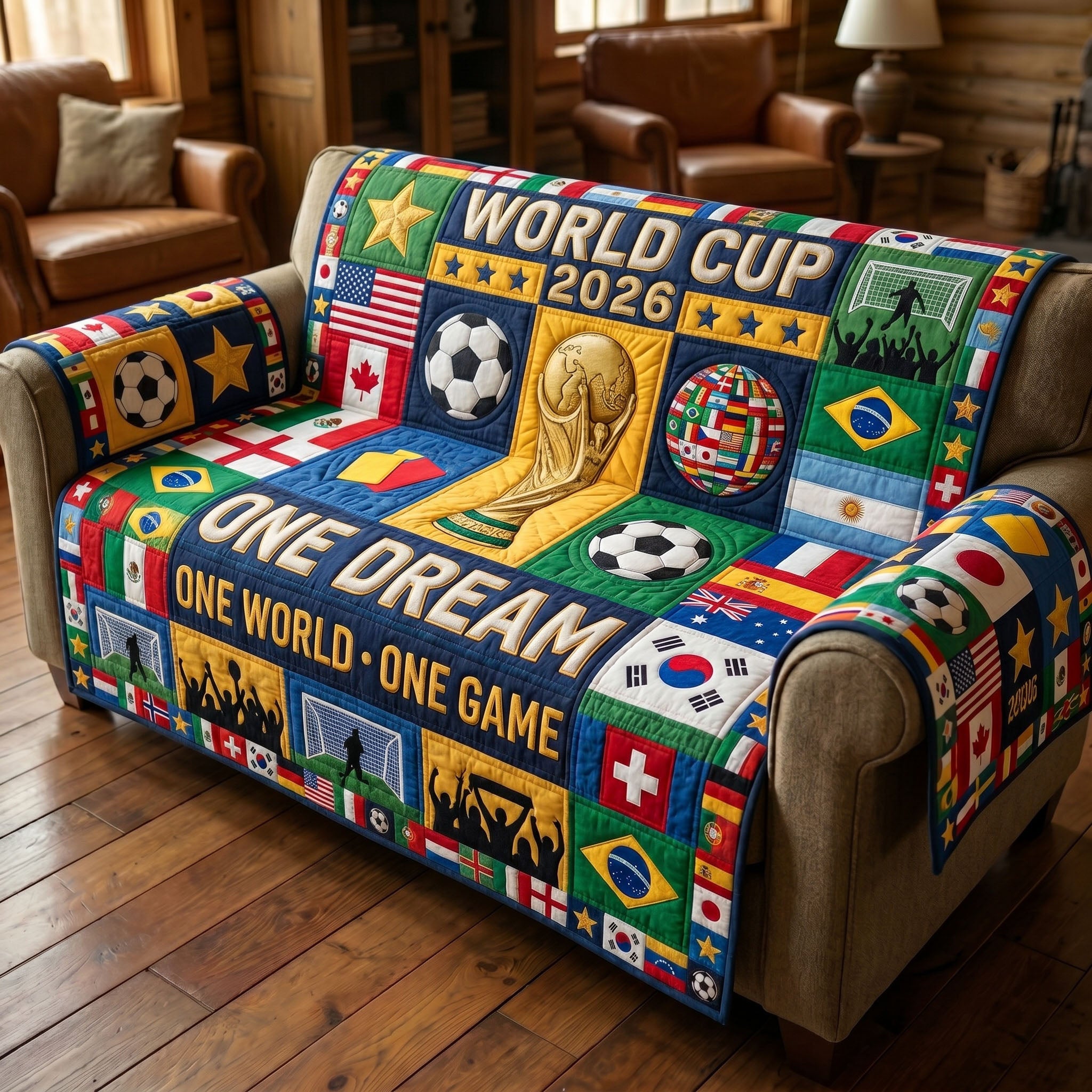 World Cup Quilted Sofa Cover Championship Spirit Quilted Couch Cover Home Decor Ideas