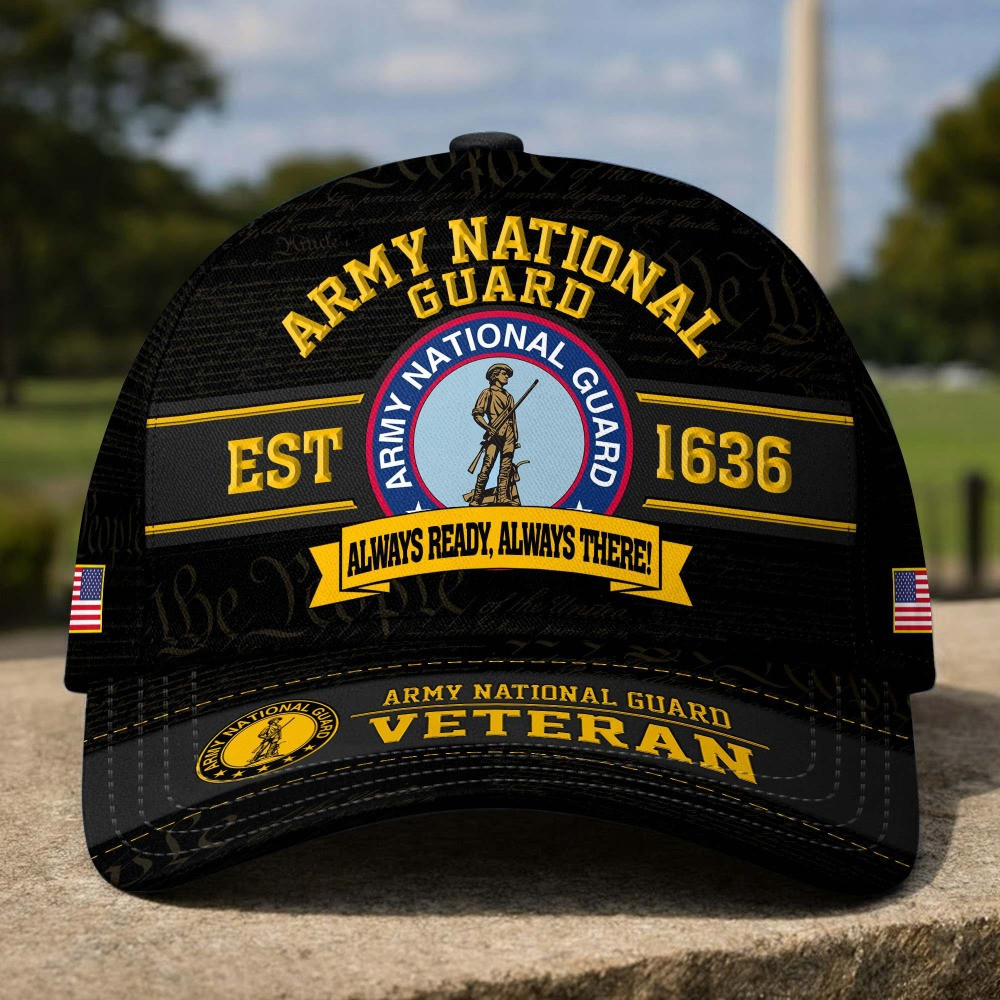 Army National Guard Veteran Est 1636 Emblem Hat Veterans Day Merch Fathers Day Gifts