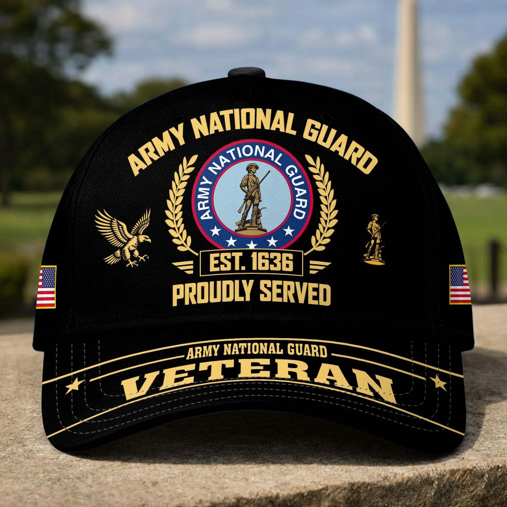 Army National Guard Veteran Proudly Served Est 1636 Hat Veterans Day Merch Gift For Veteran Dad