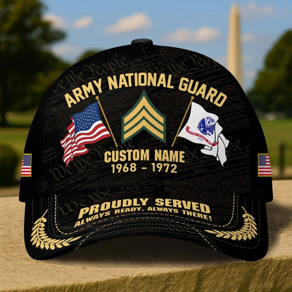 Custom Name Army National Guard Camo Hat Veteran Day Merch Gift For US Veterans