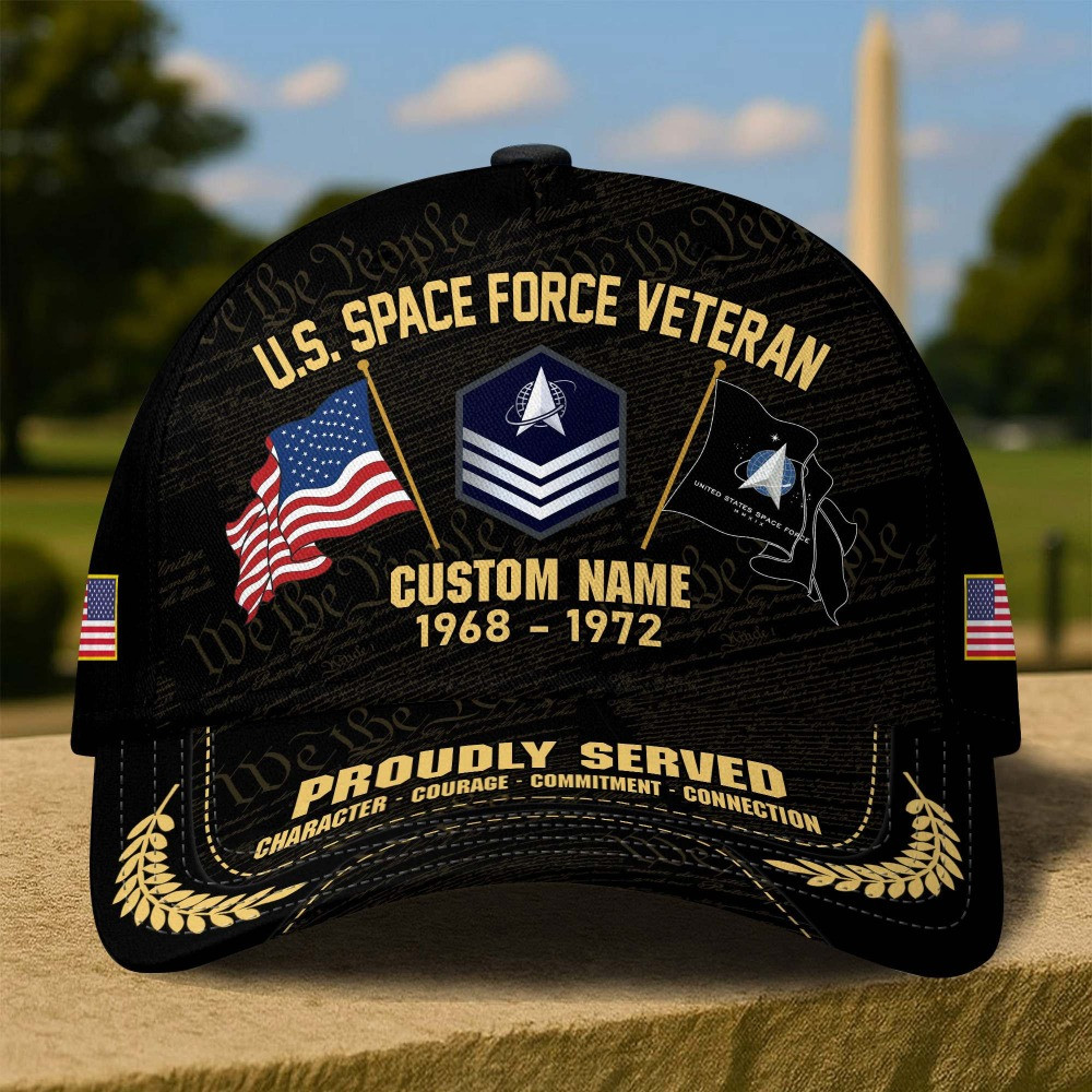 Custom Name US Space Force Veteran Hat USSF Merch Gift For Patriotic Military