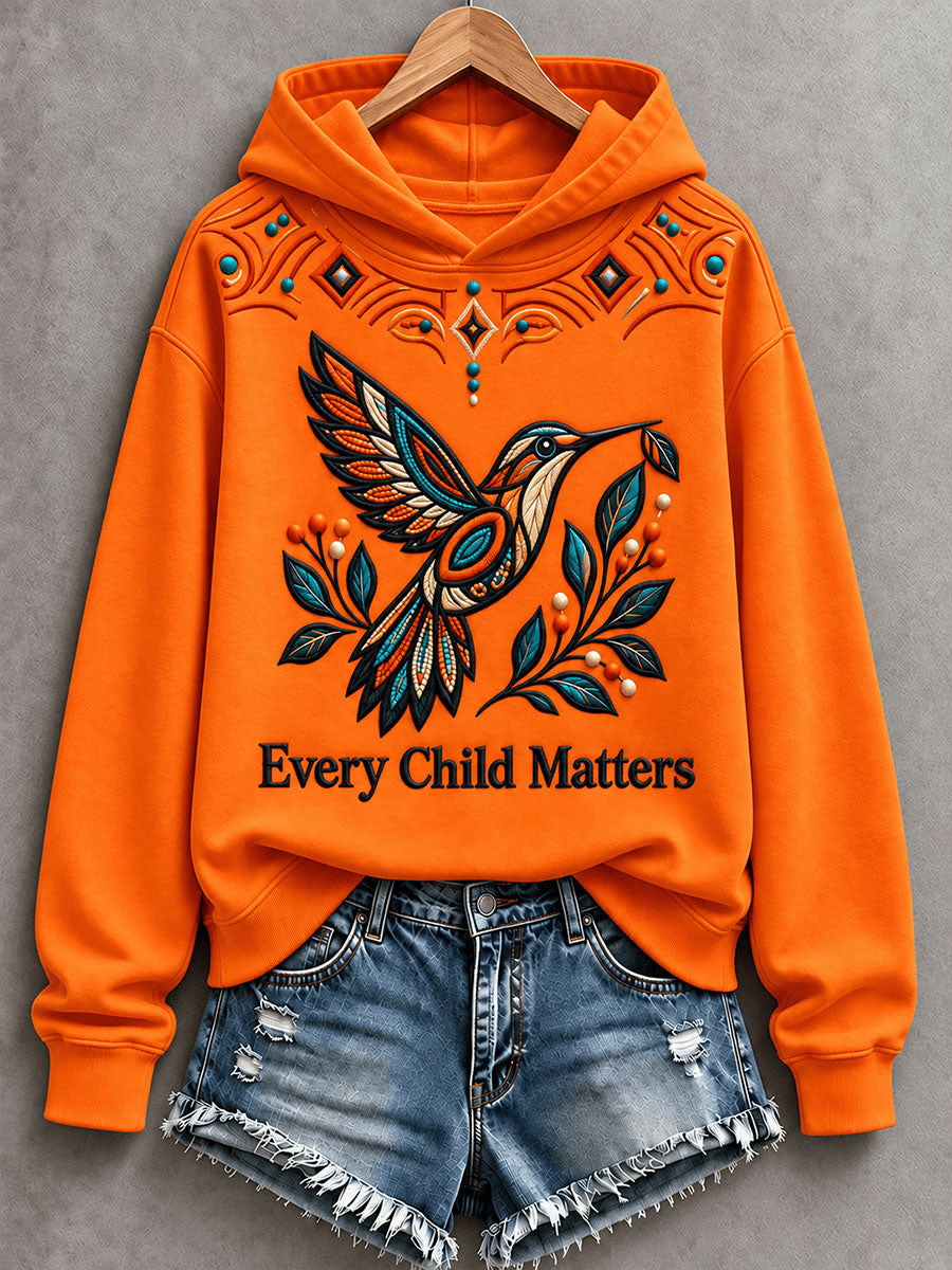 Hummingbird Every Child Matters Hoodie Orange Shirt Day Every Child Matters Clothes Indigenous Advocates Gift - Image 2